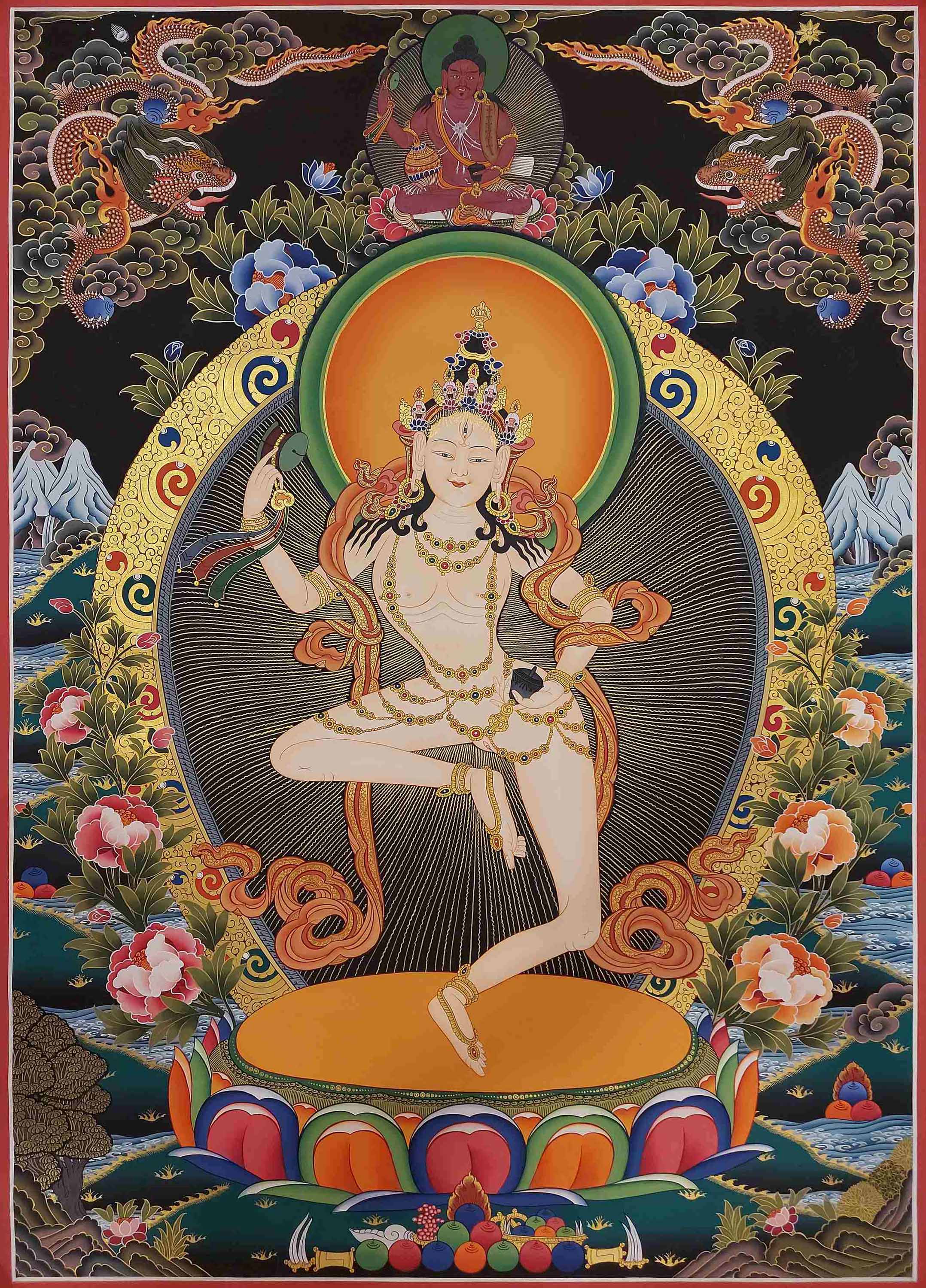 Buddhist Handmade Thangka <span Style=