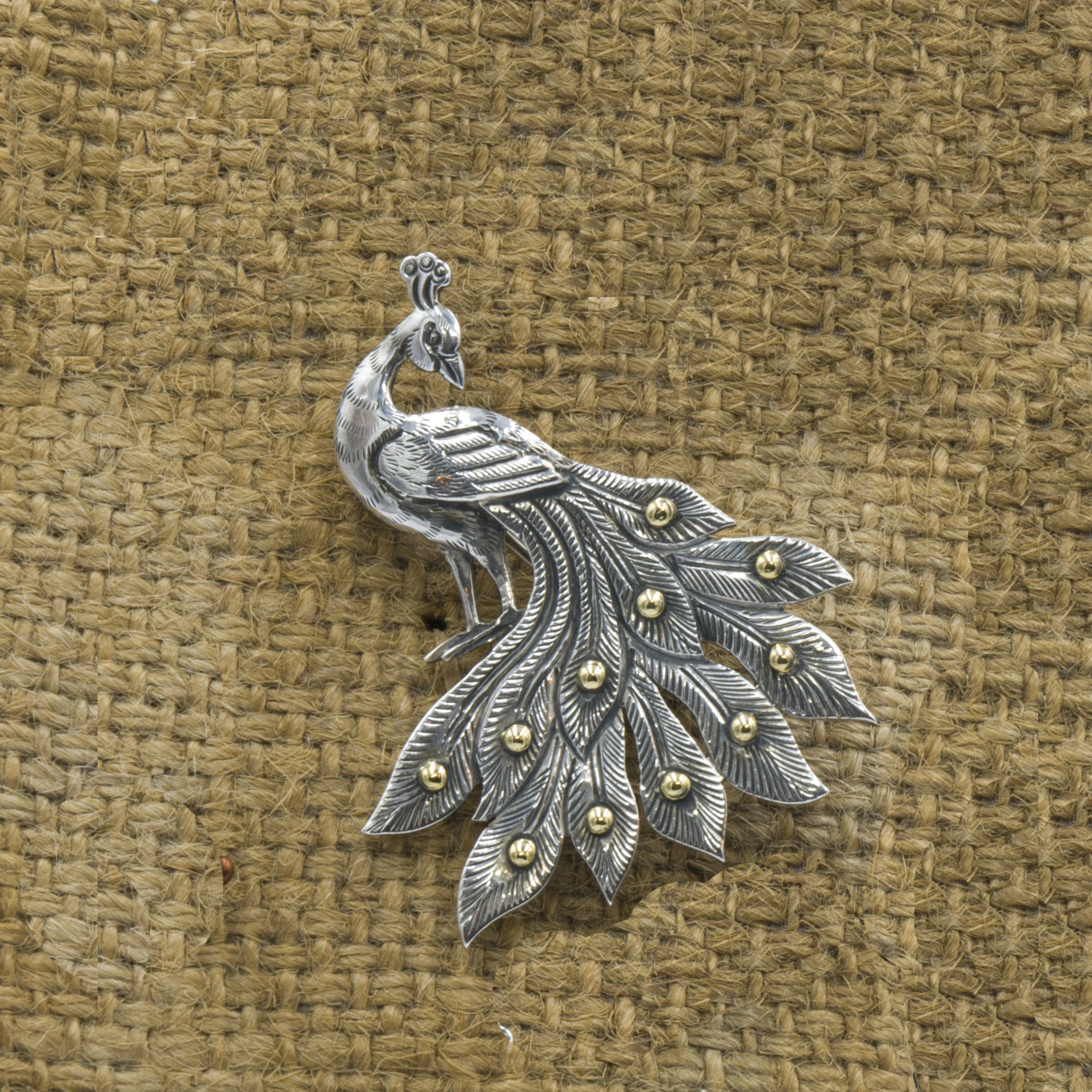 Real Sterling Silver Peacock Bird Pin/brooch
