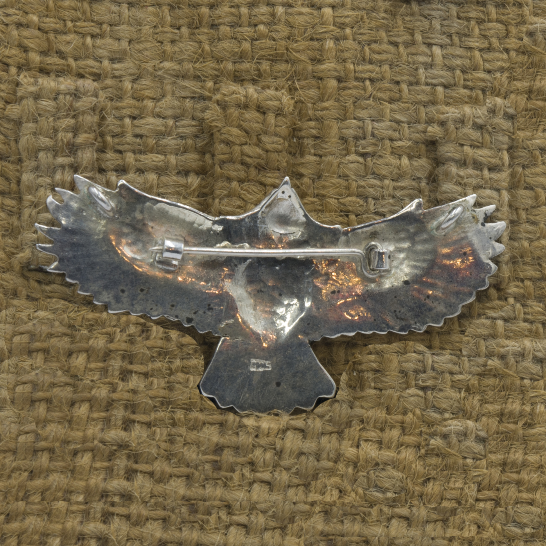 Classic Sterling Silver Flying Eagle Theme Etched Brooch