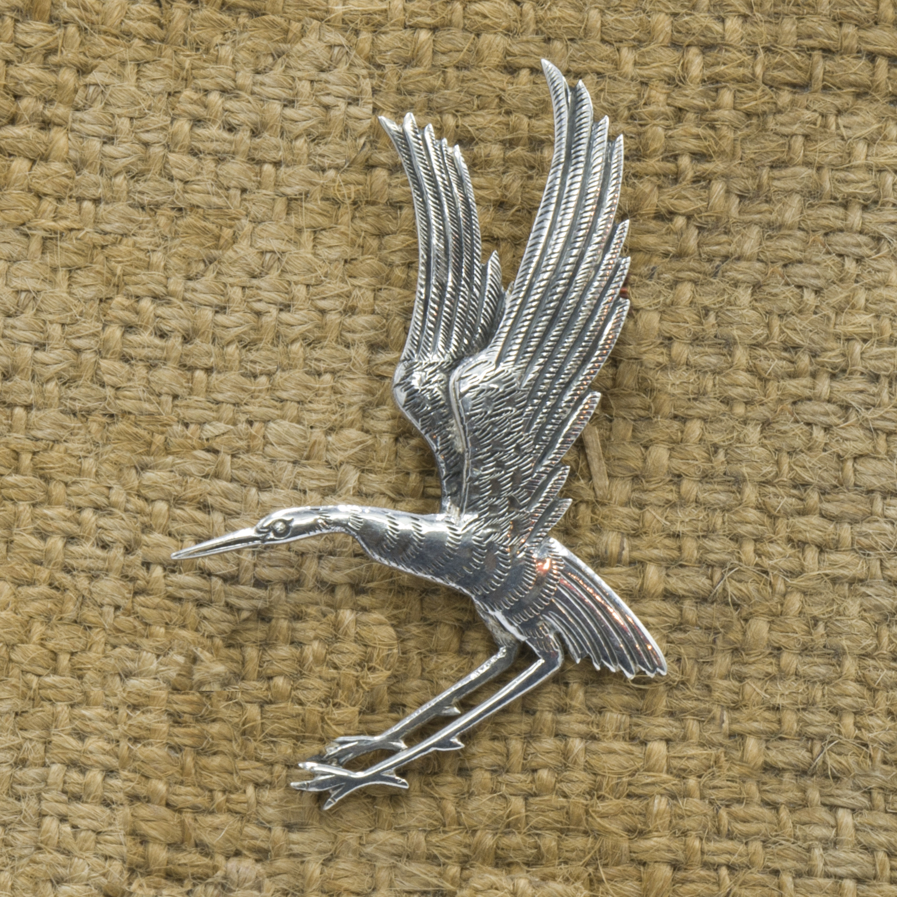 Classic Sterling Silver Flying Swan Theme Etched Brooch