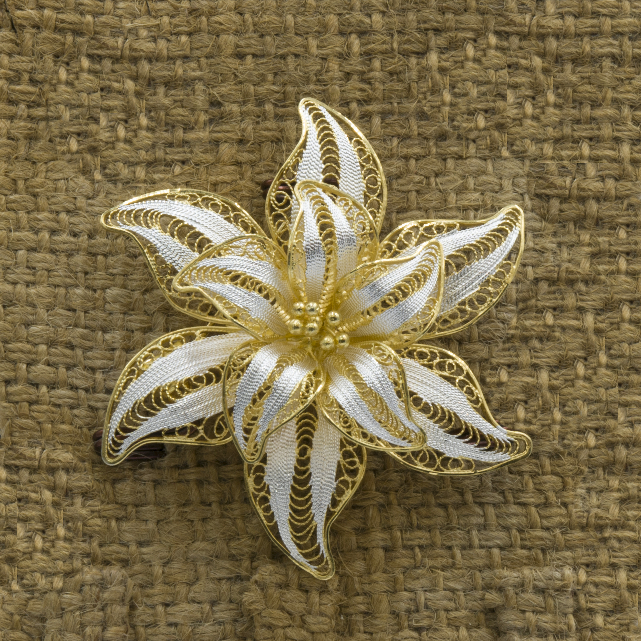 Classic Sterling Silver Flower Design Etched Brooch