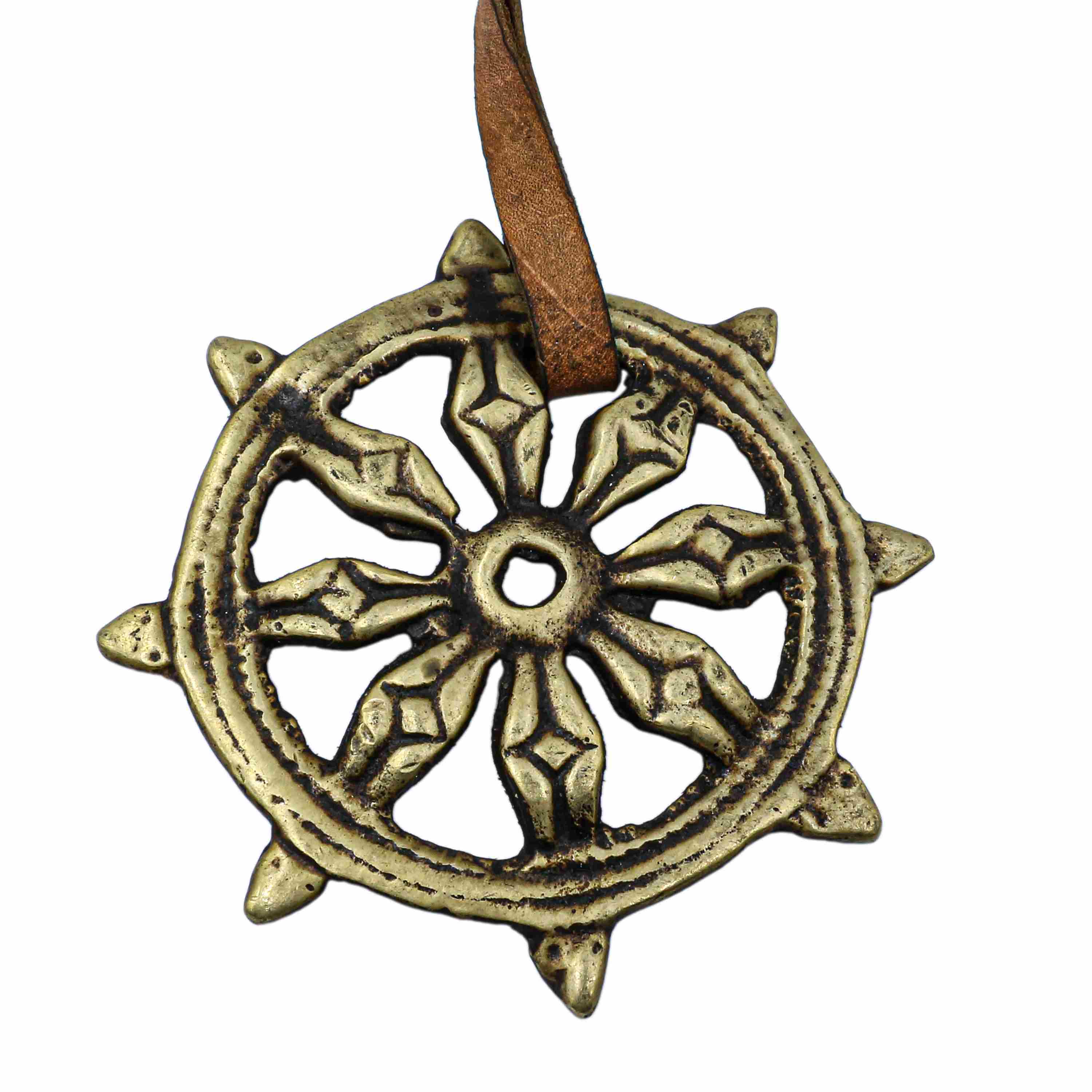 Dharma Chakra Pendant, Buddhist Circle Wheel Thogchak Pendant