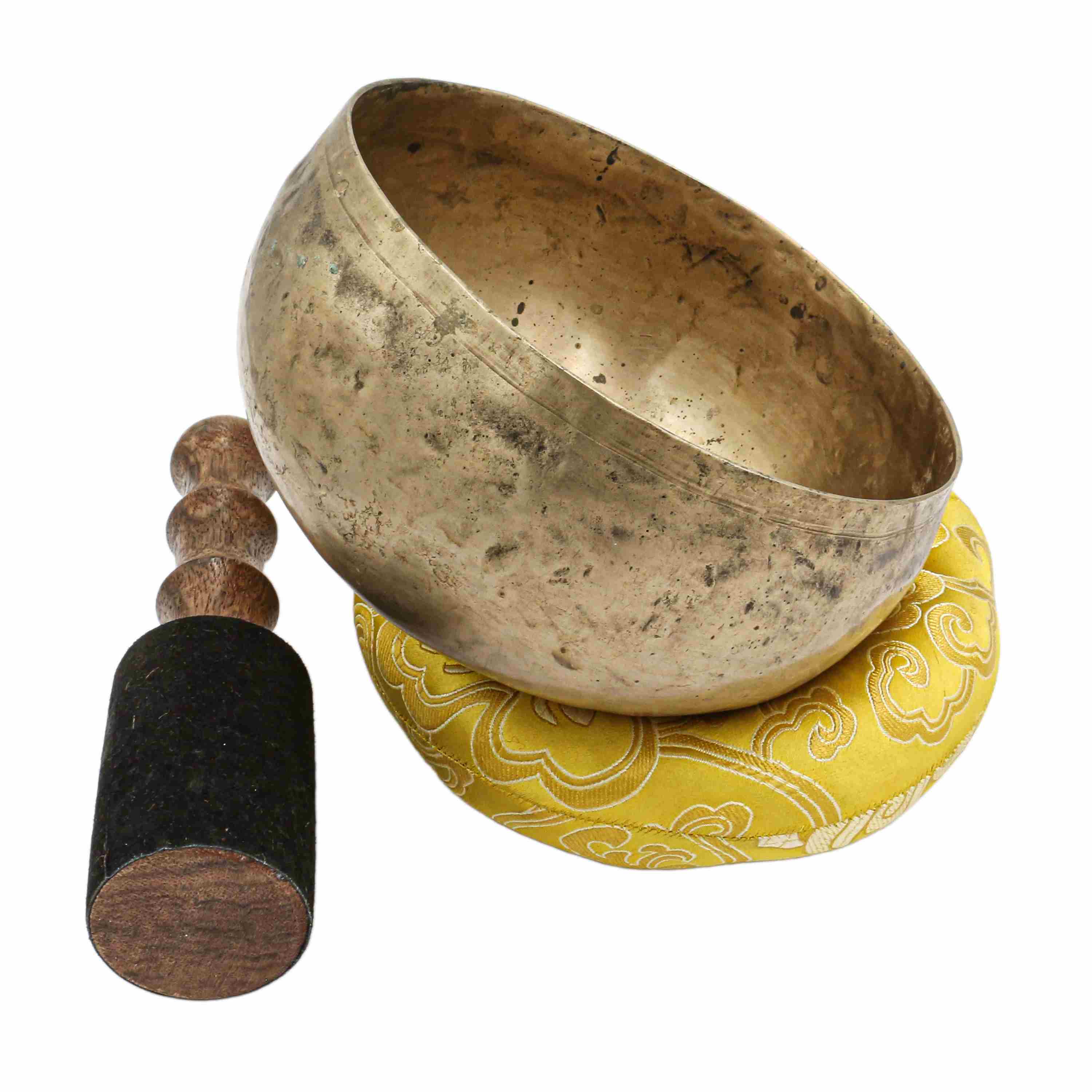 old Buddhist Hand Beaten kopre Singing Bowl, With antique Finishing, select Accessories