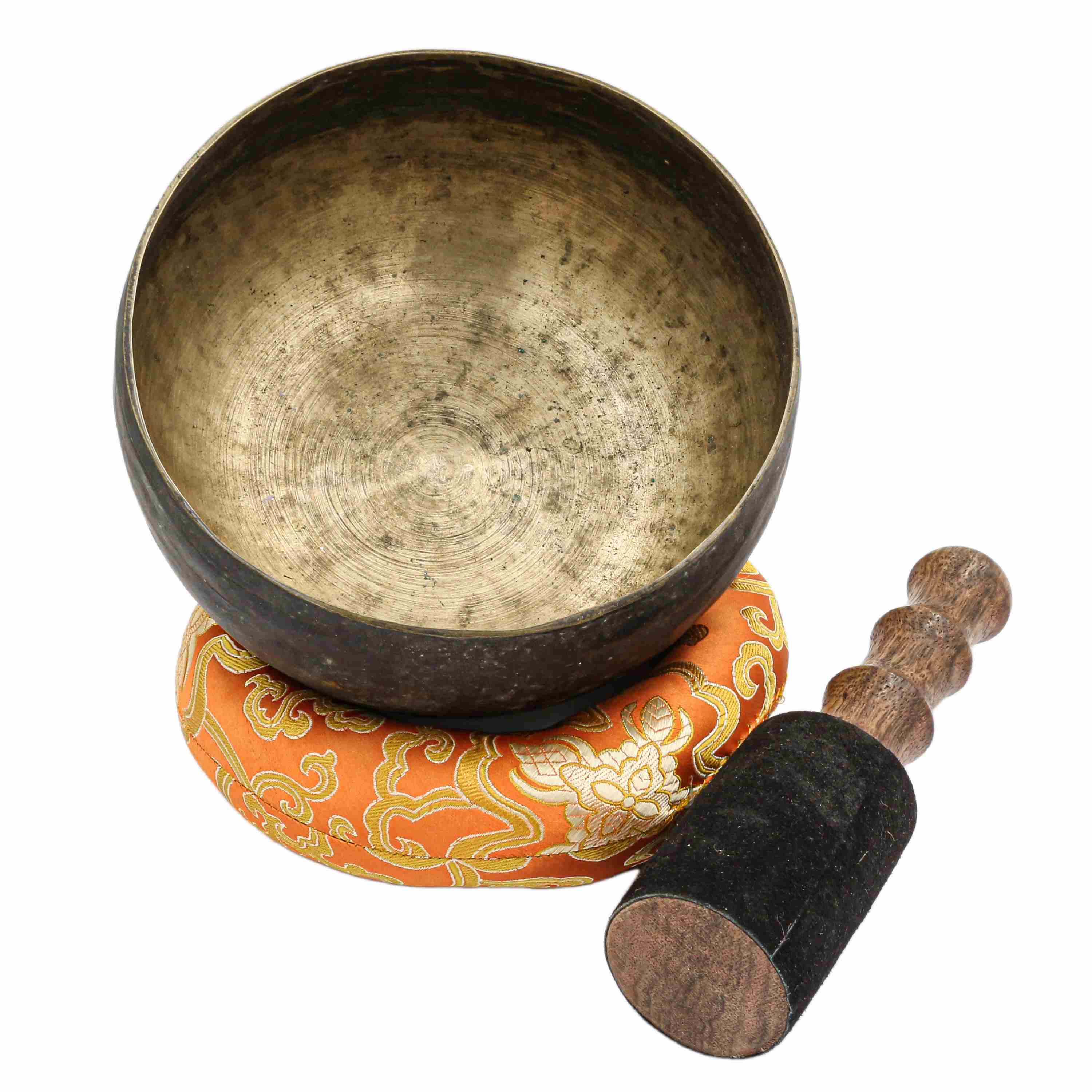 old Buddhist Hand Beaten kopre Singing Bowl, With antique Finishing, select Accessories