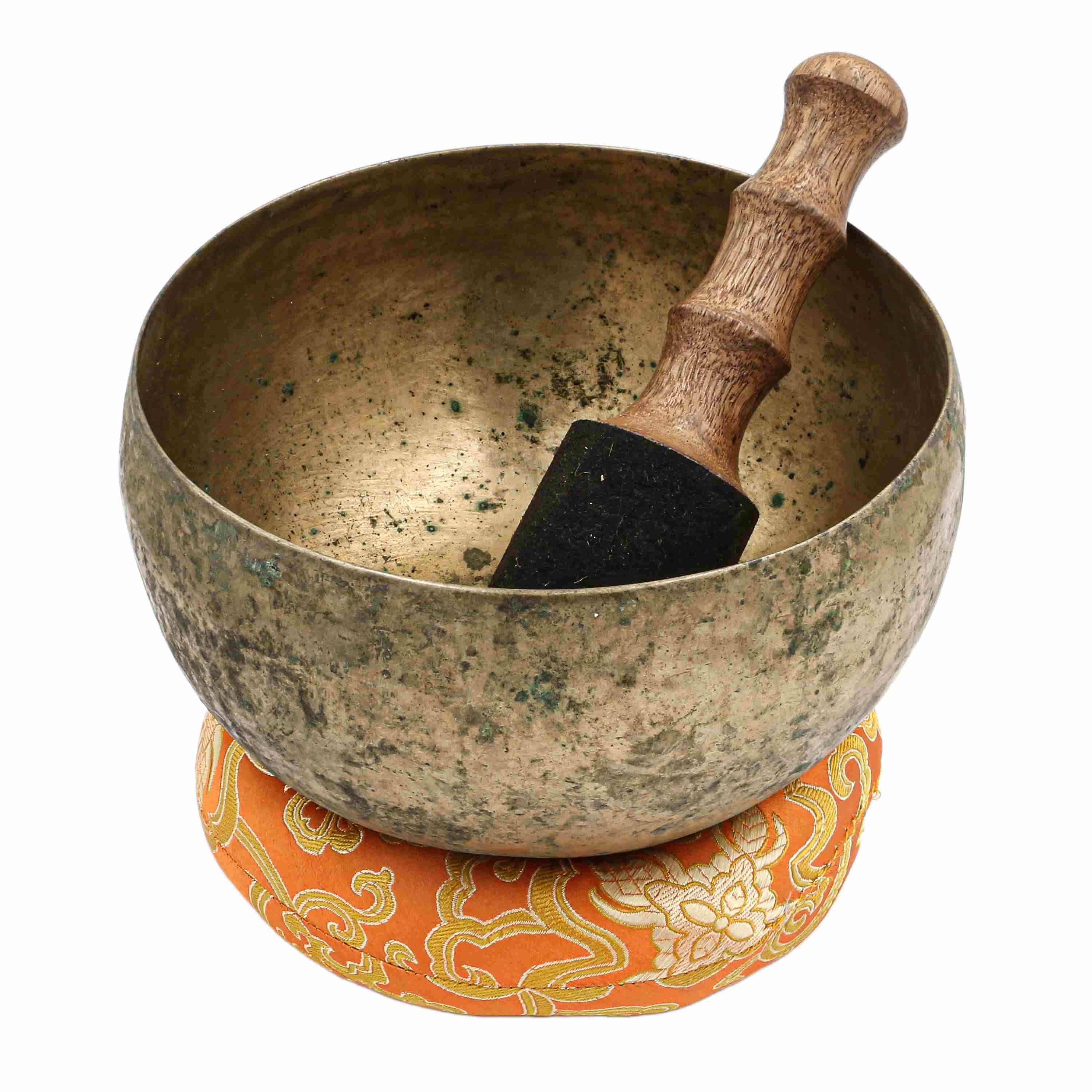 old Buddhist Hand Beaten kopre Singing Bowl, With antique Finishing, select Accessories