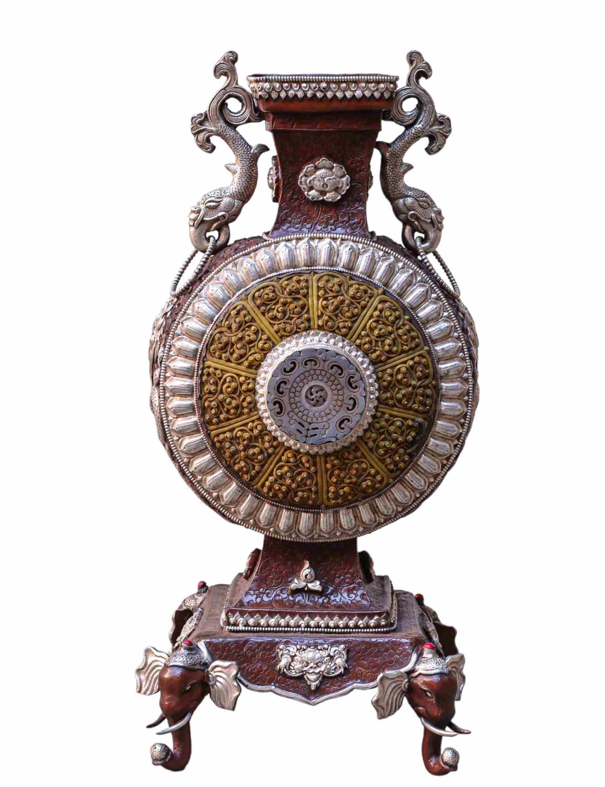 Copper Elephant Base Flower Vase <span Style=
