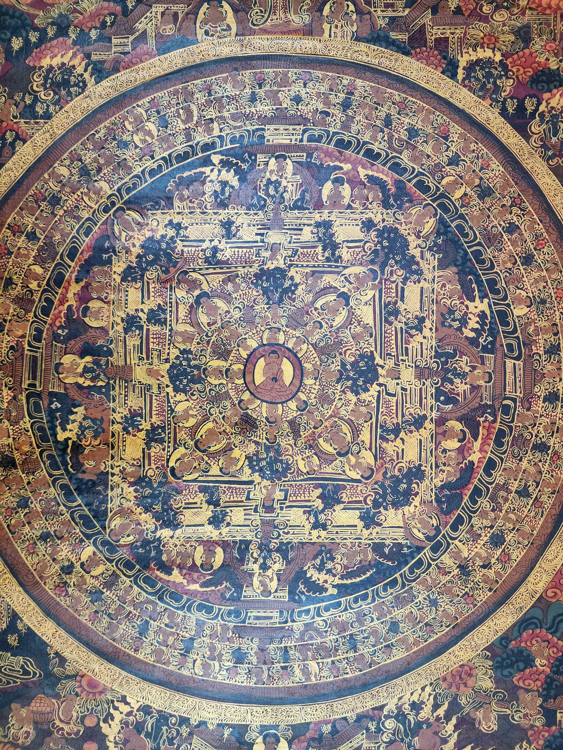 Buddhist Handmade Thangka Of Buddha Mandala Thangka, oiled Thangka
