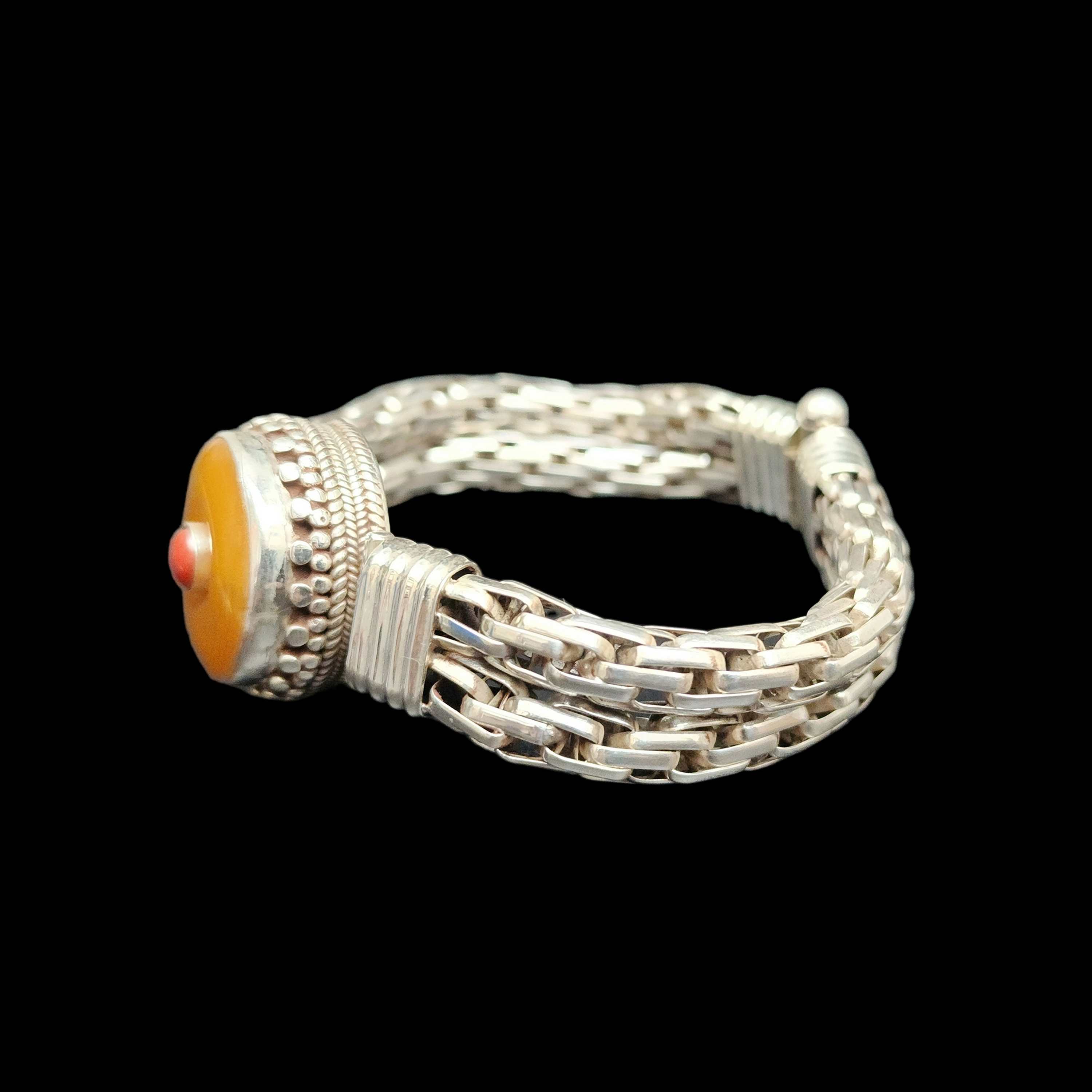Metal Bracelet With stone Setting, Amber And Colora