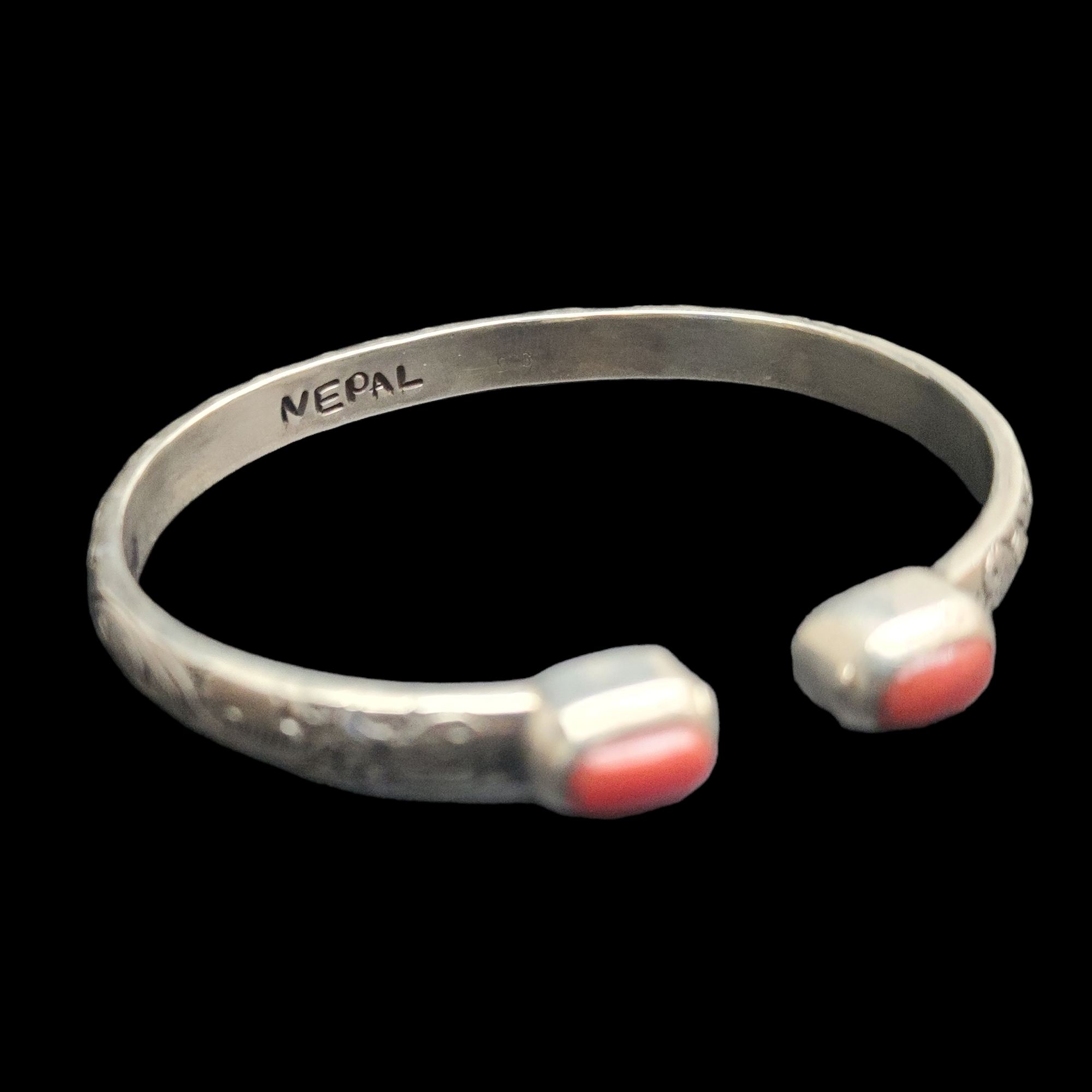 Sterling Silver Bracelet With stone Setting, free Size, Coral