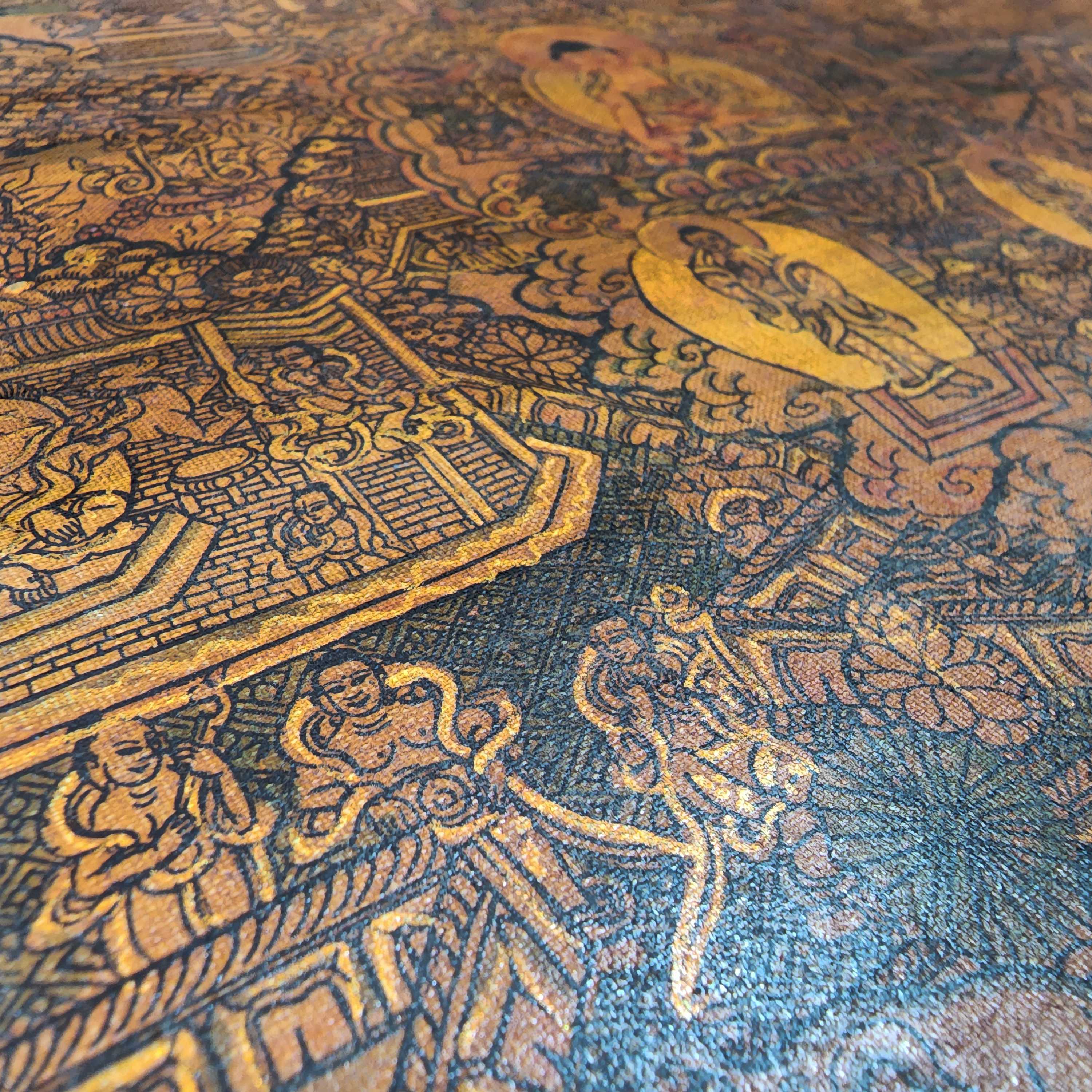 Buddhist Tibetan Thangka Of Buddha Life Story, hand Painted, antique