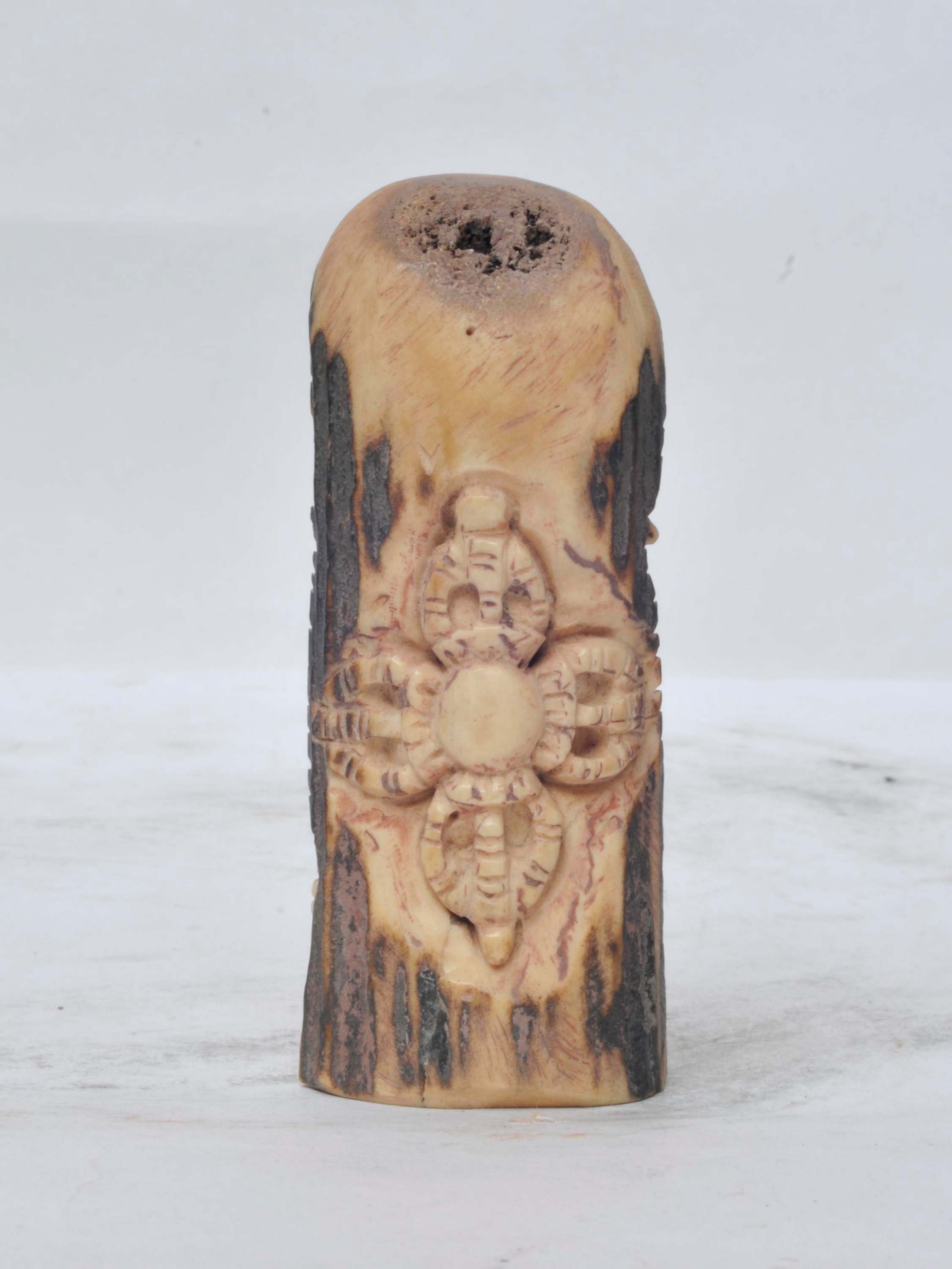 Tibetan Hand Carved Animal Bone Stamp <span Style=