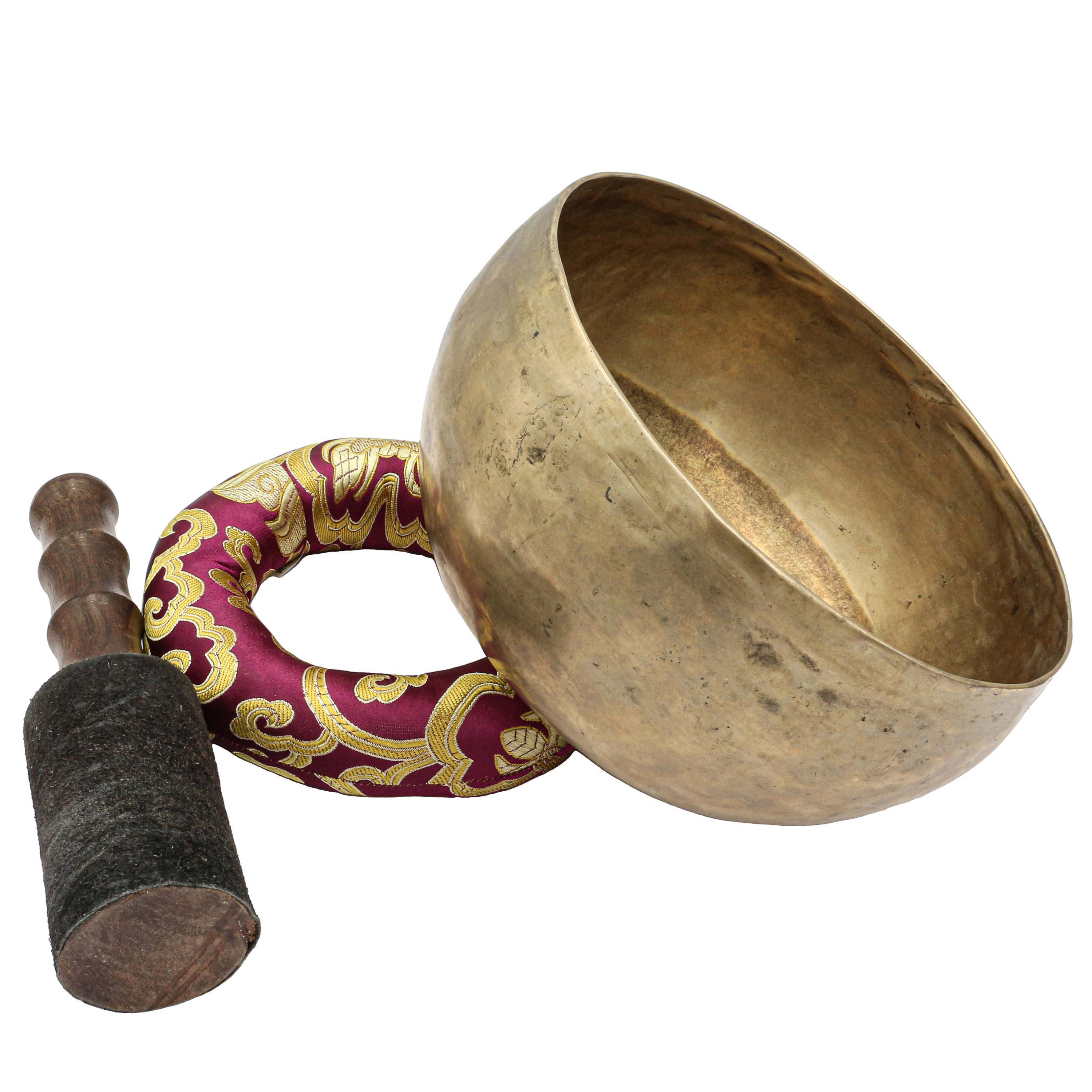 old, Buddhist real Antique Hand Beaten kopre Singing Bowl, select Accessories