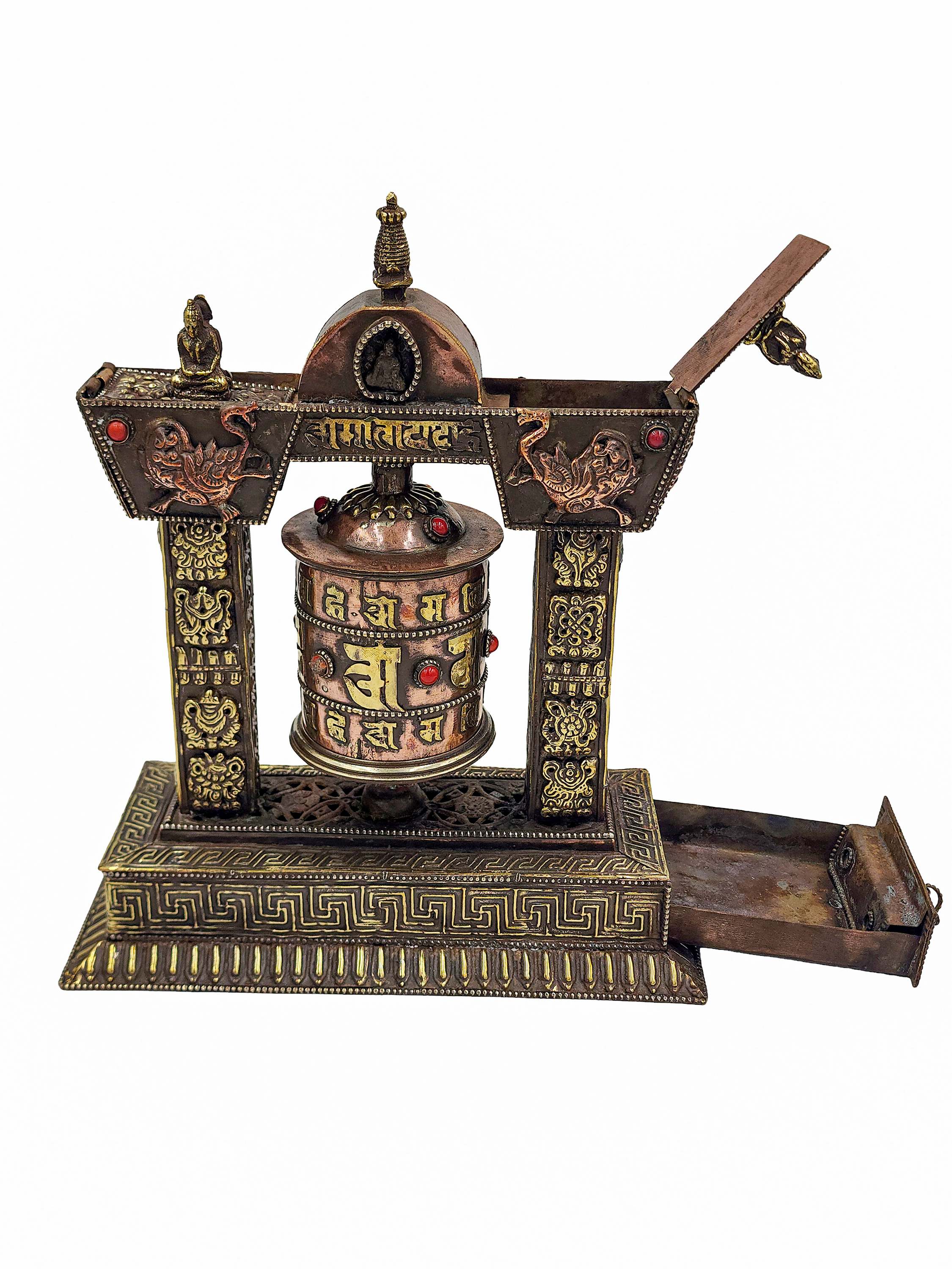 Buddhist Handmade Table Prayer Wheel <span Style=