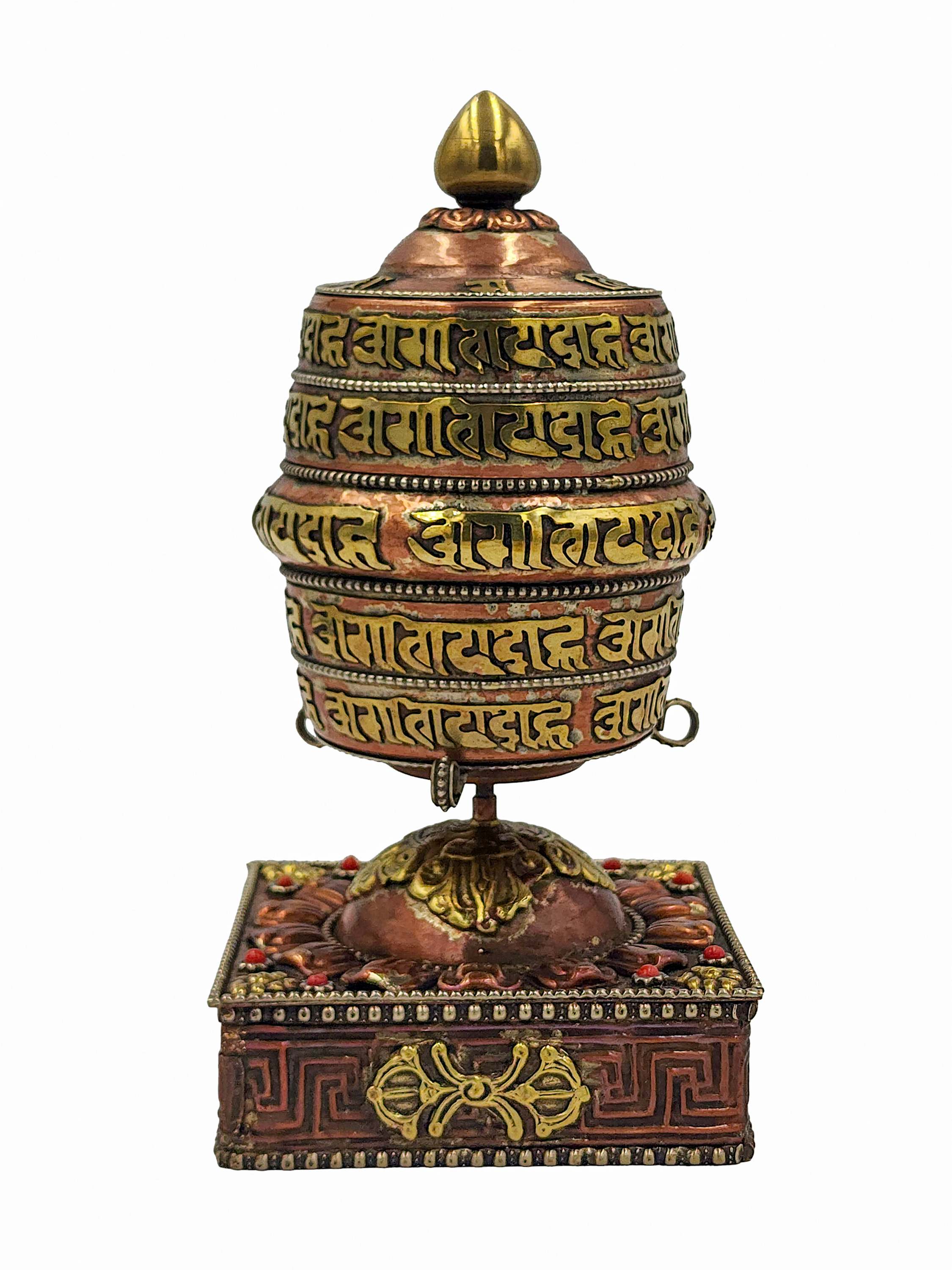 Buddhist Handmade Table Prayer Wheel <span Style=