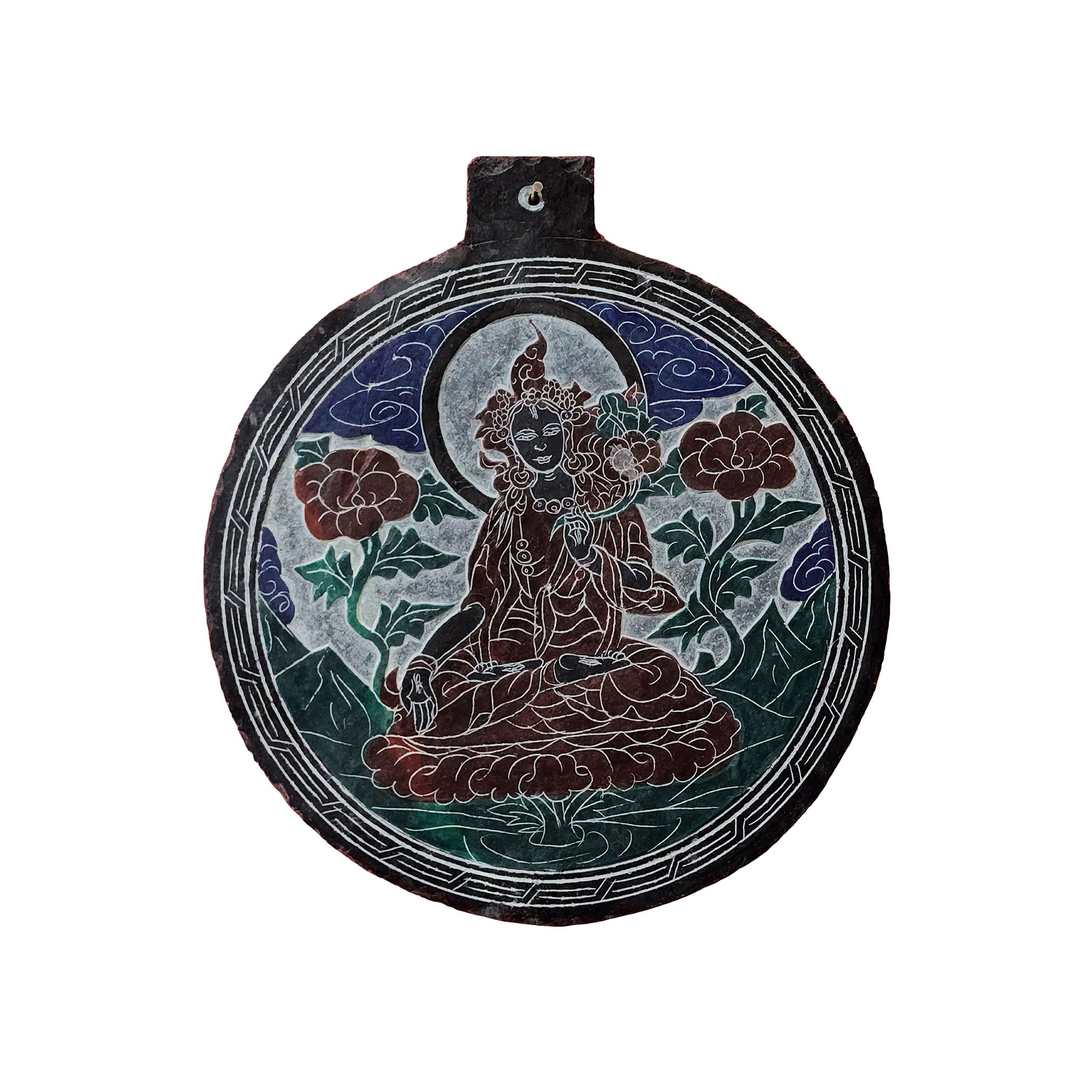 White Tara Carved In Stone, <span Style=