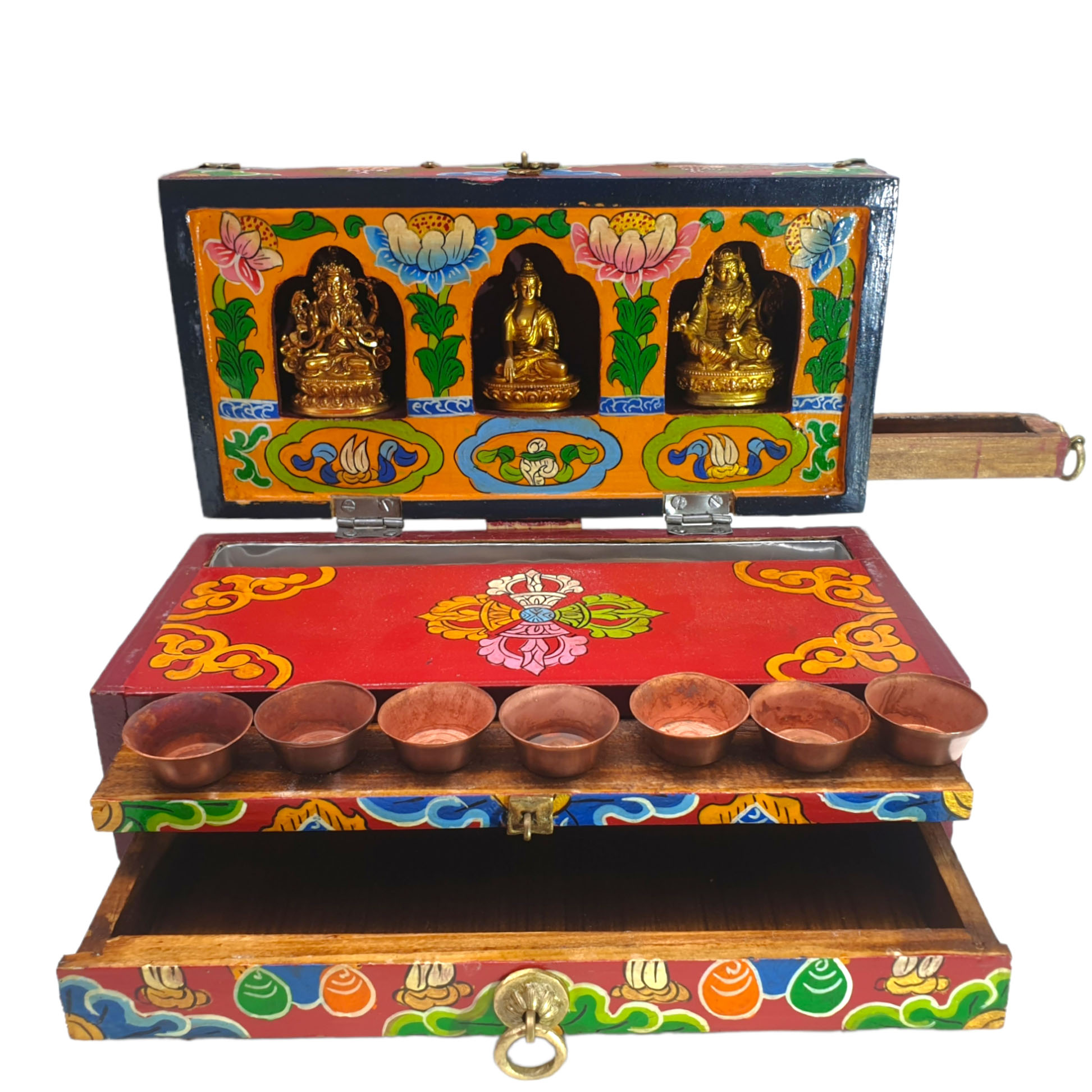 Buddhist Handmade Wooden Traveling Altar <span Style=