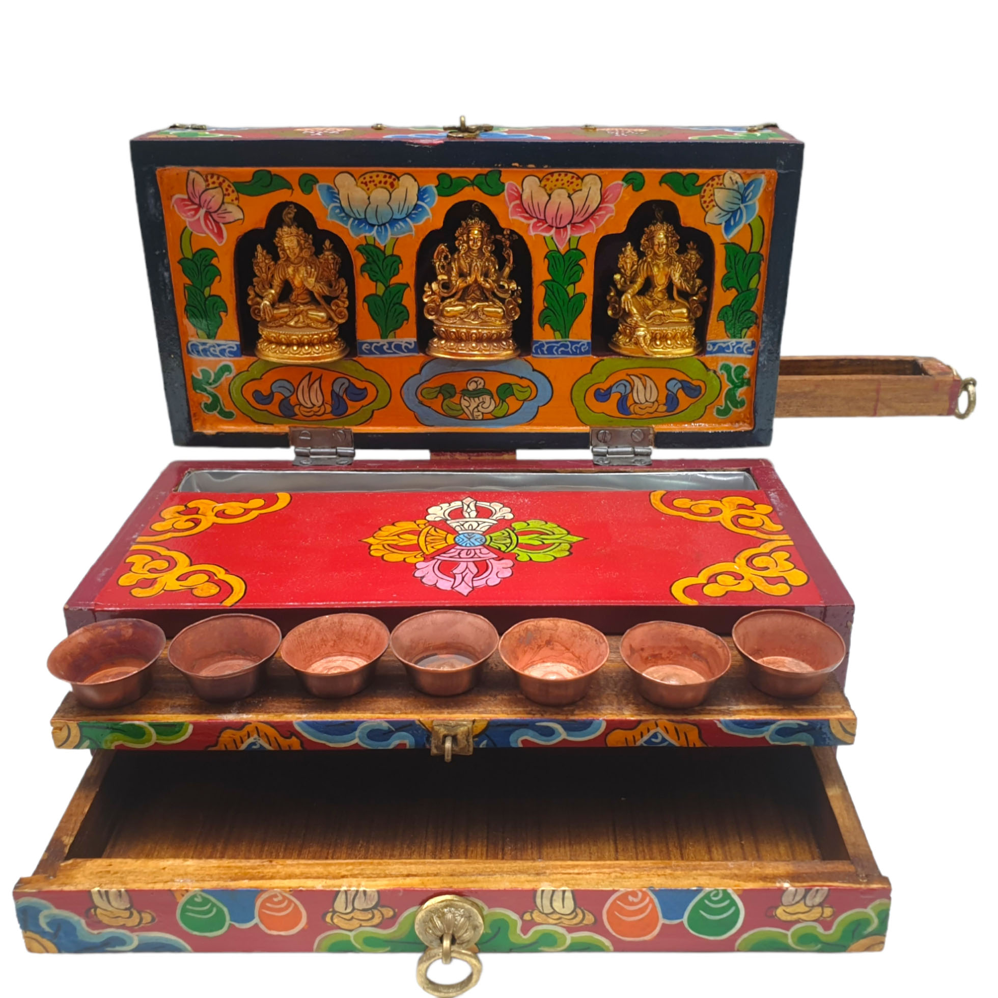 Buddhist Handmade Wooden Traveling Altar <span Style=