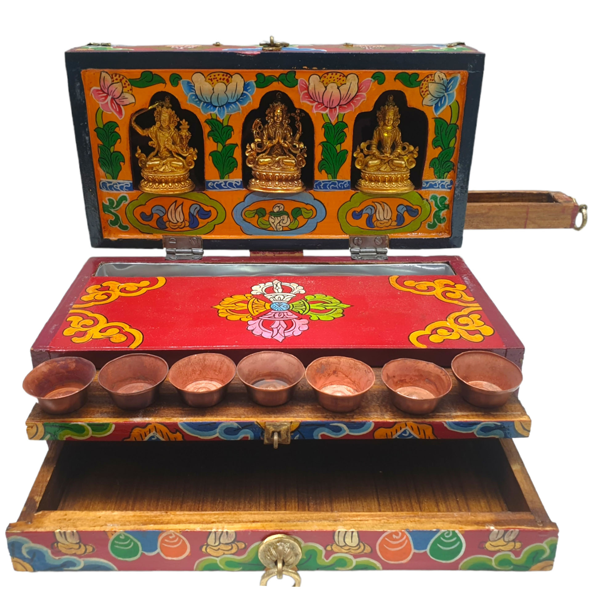 Buddhist Handmade Wooden Traveling Altar <span Style=