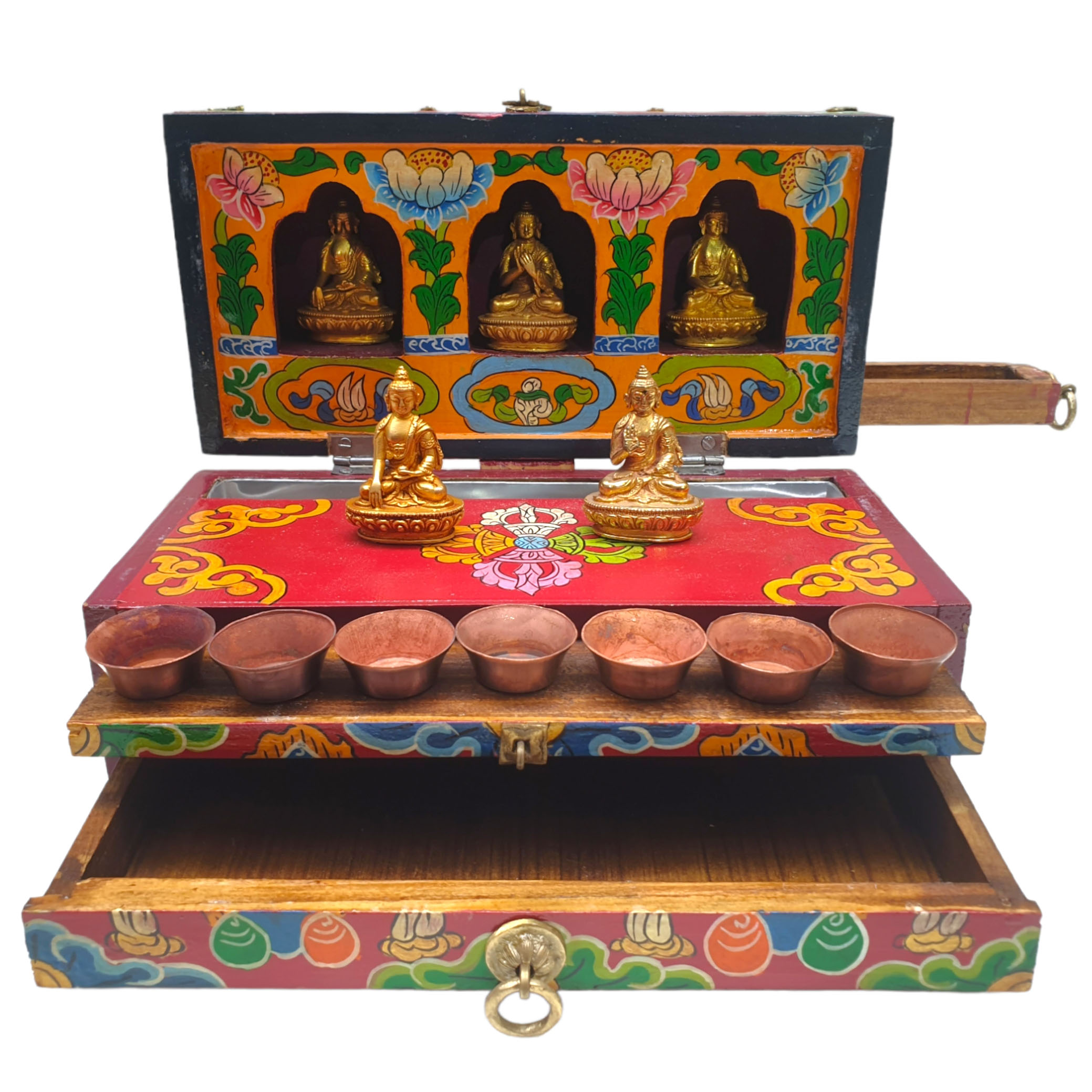 Buddhist Handmade Wooden Traveling Altar <span Style=