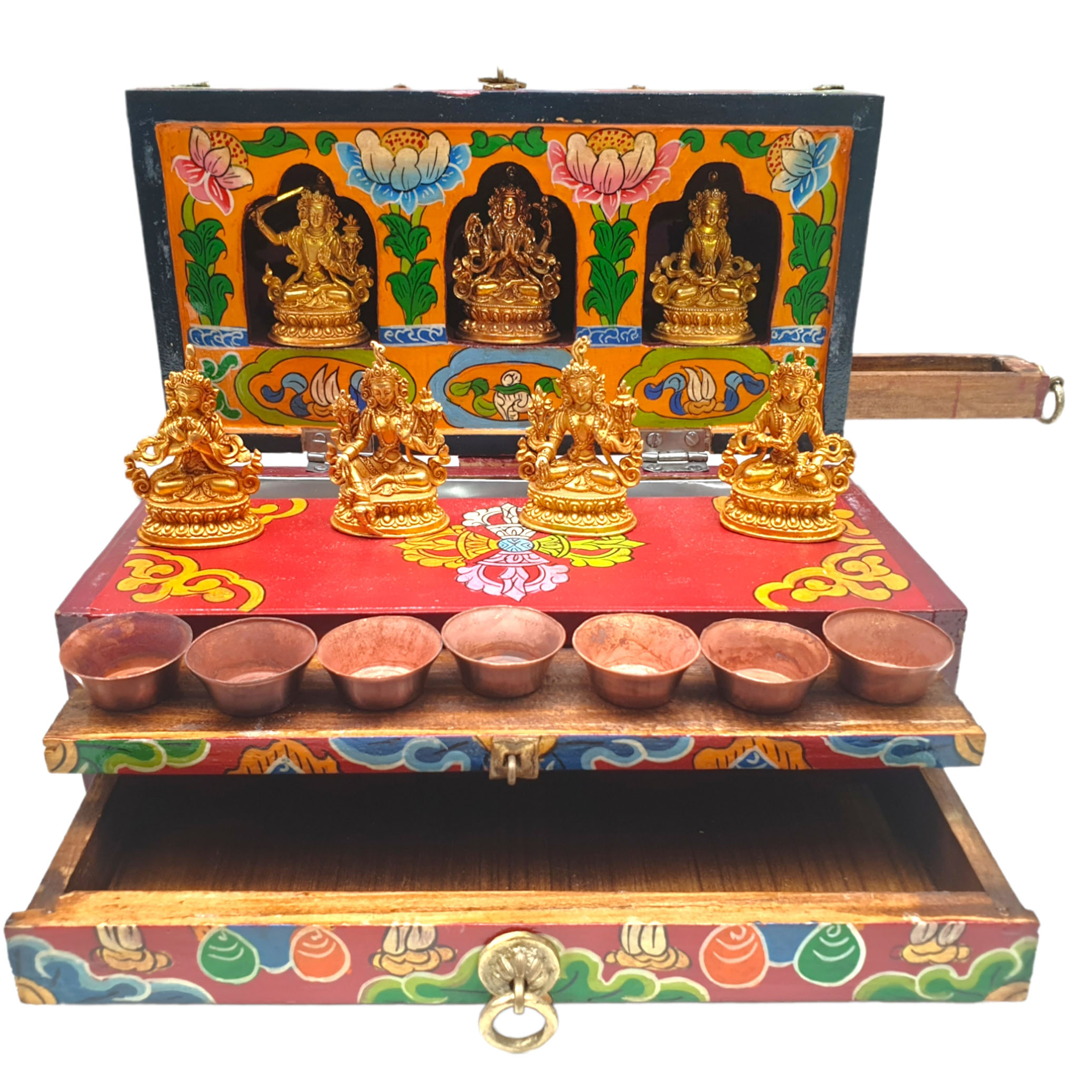 Buddhist Handmade Wooden Traveling Altar <span Style=