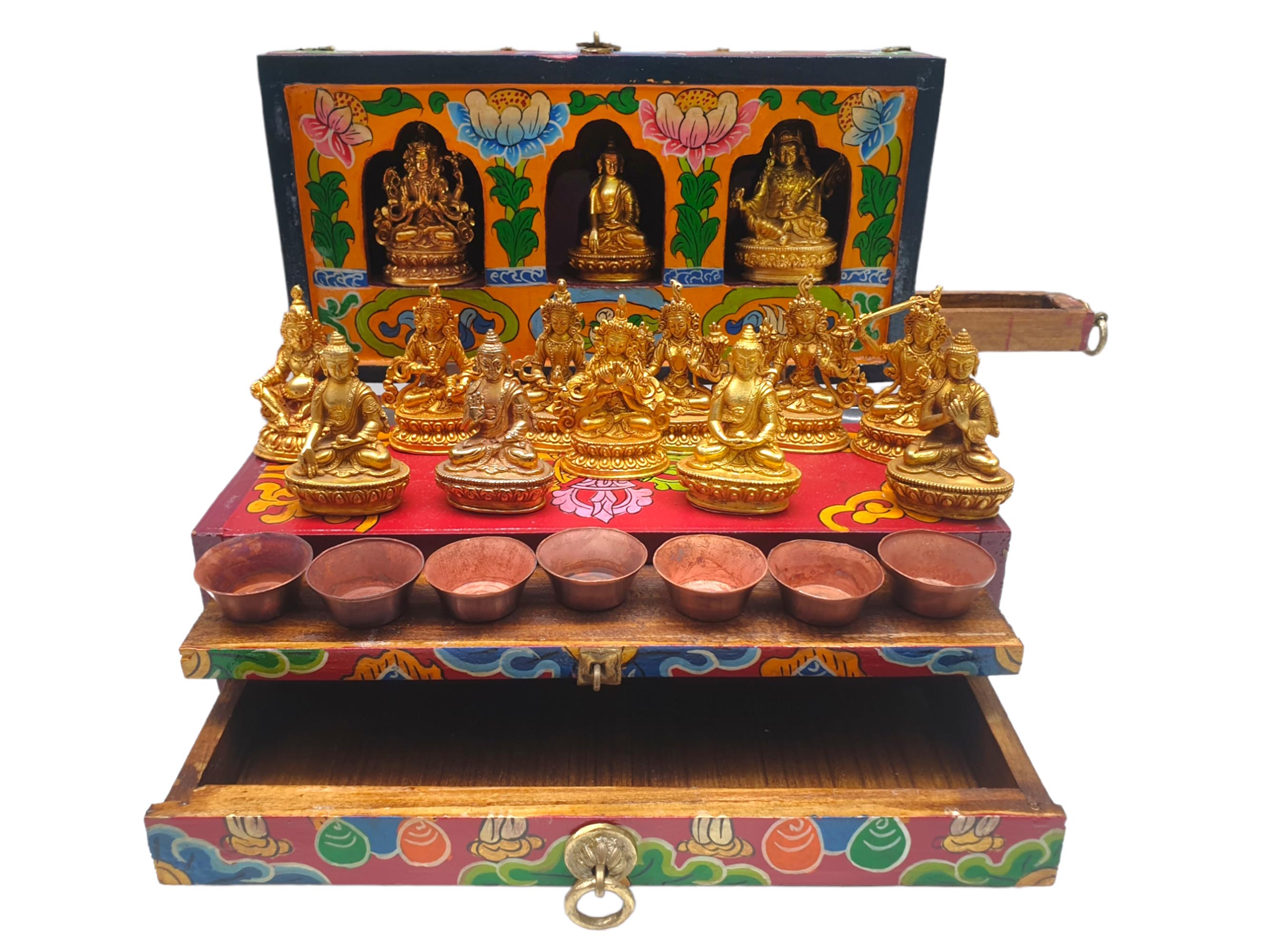Buddhist Handmade Wooden Traveling Altar <span Style=