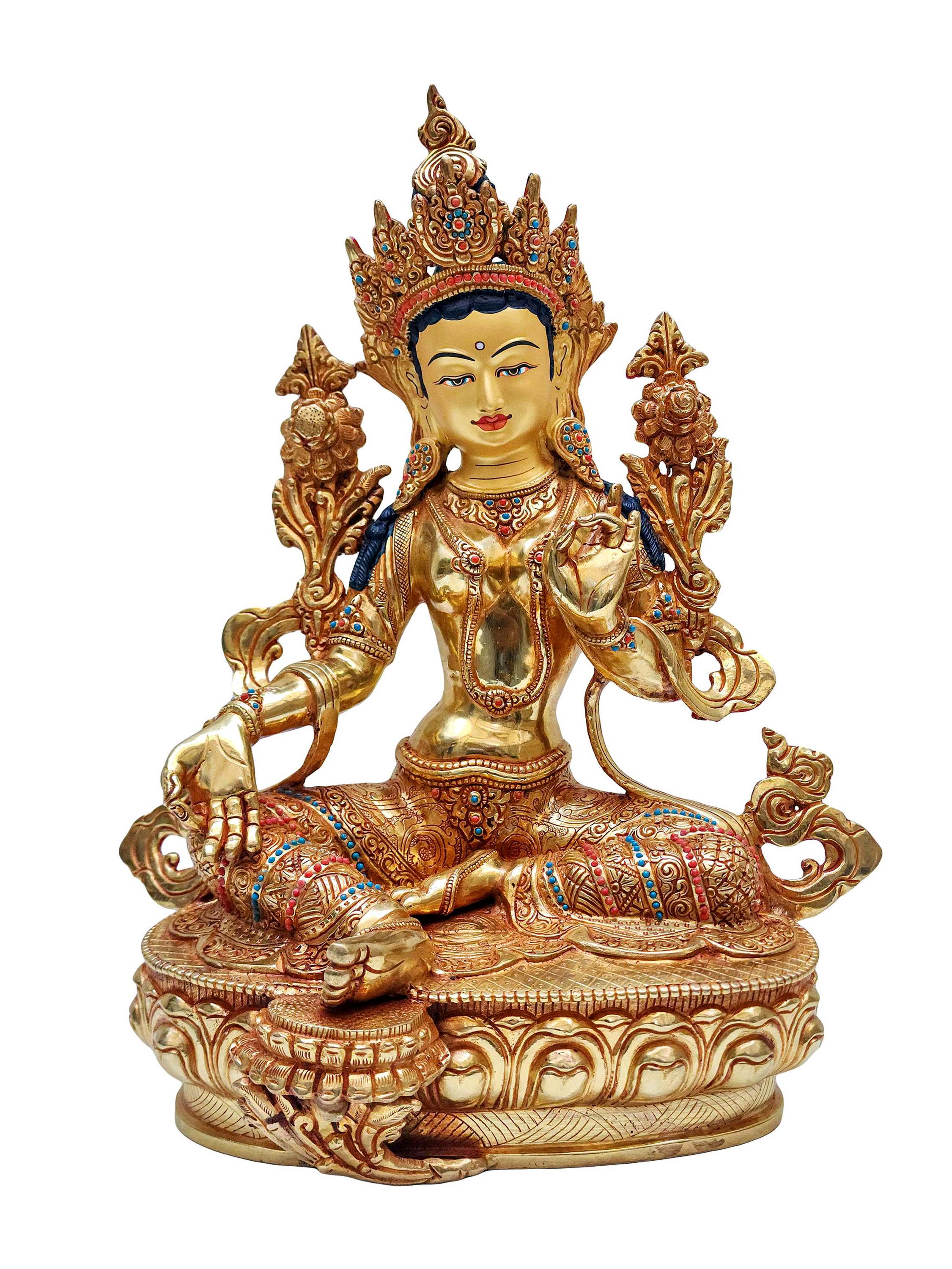 Green Tara, Buddhist Handmade Statue <span Style=
