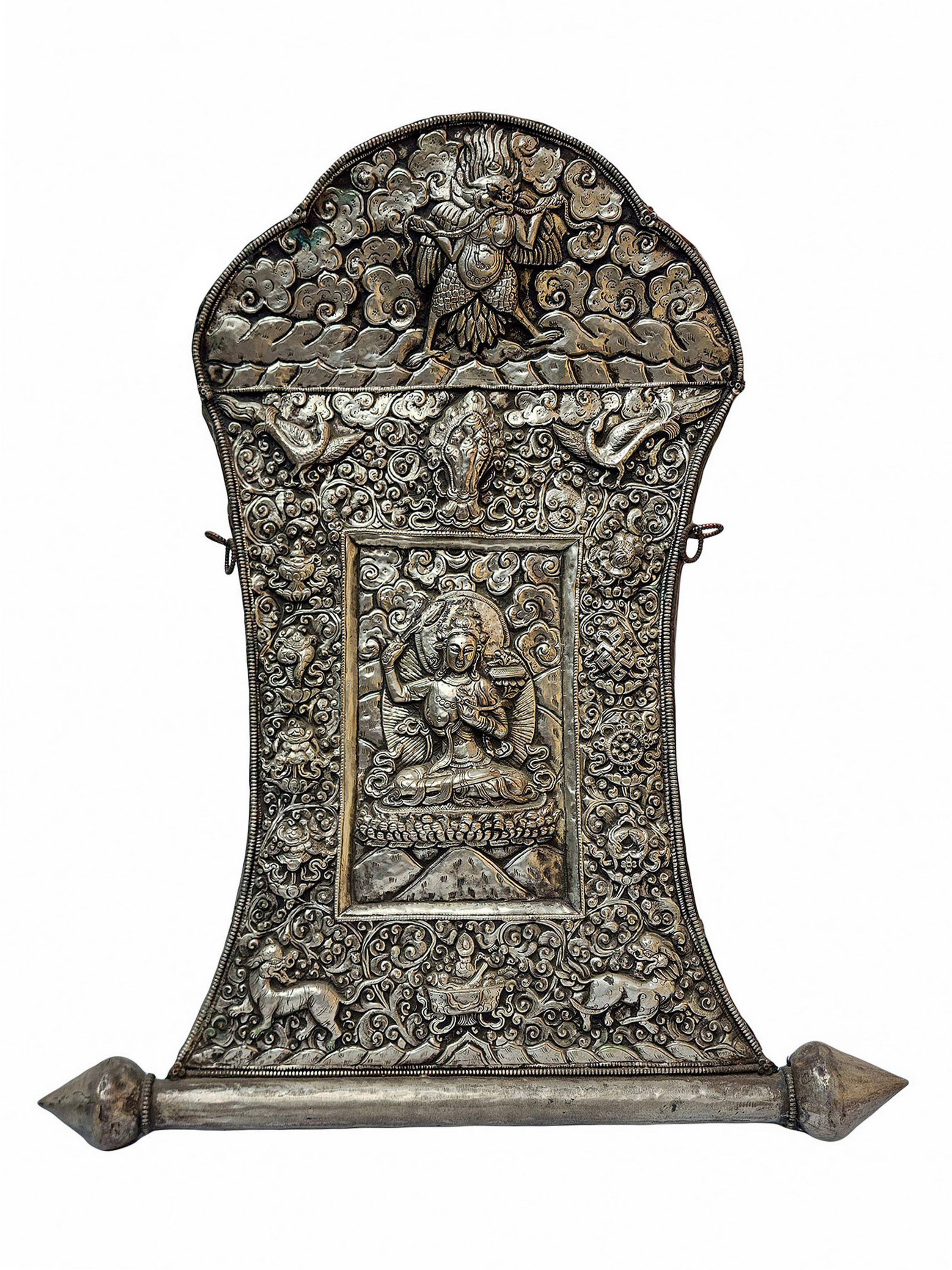 Manjushri Metal Wall Hanging, Silver Plated, High Quality, <span Style=