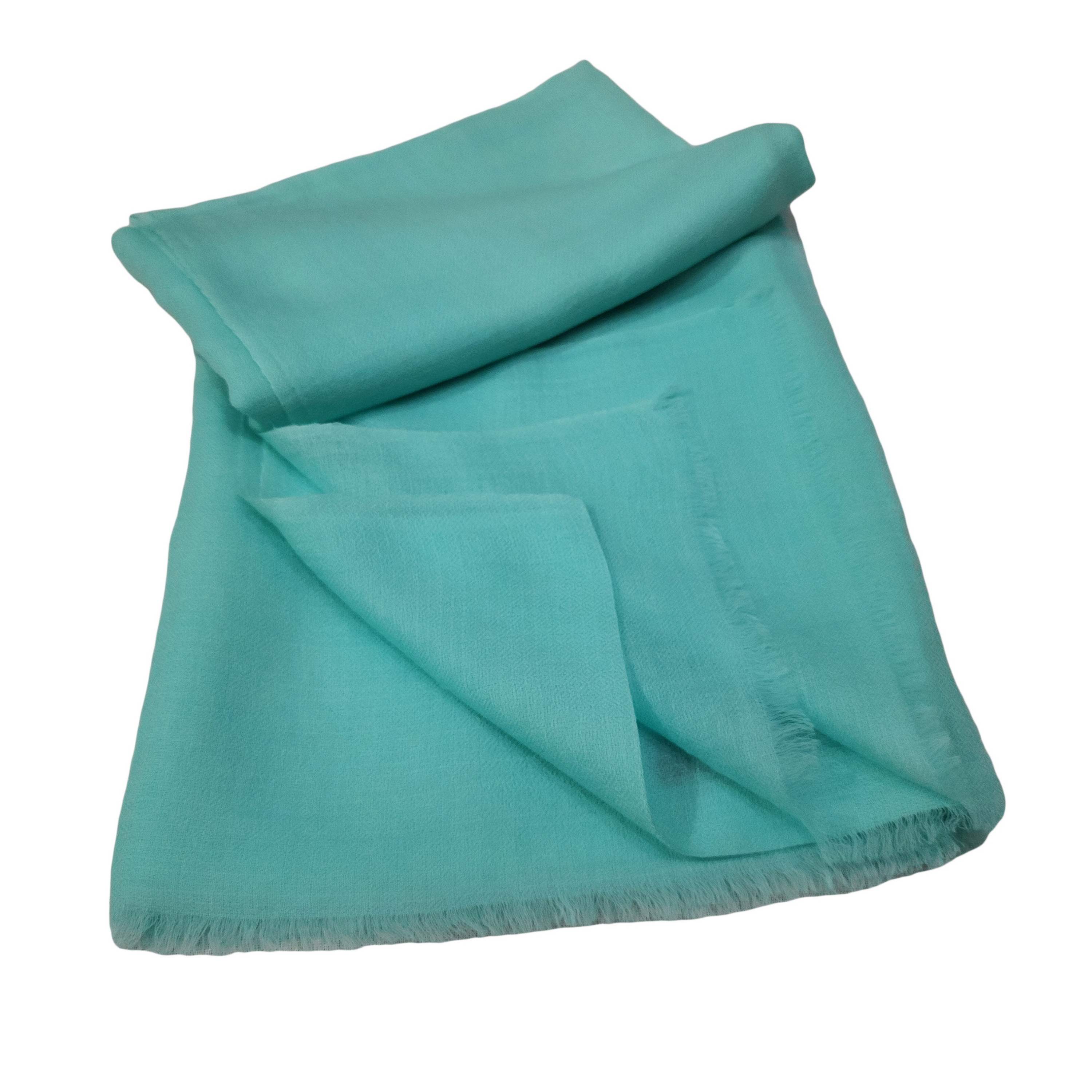 Ring Shawl, A Thin, Soft, And Light Shawl For All-weather Use, Two-ply Wool, Color turquoise