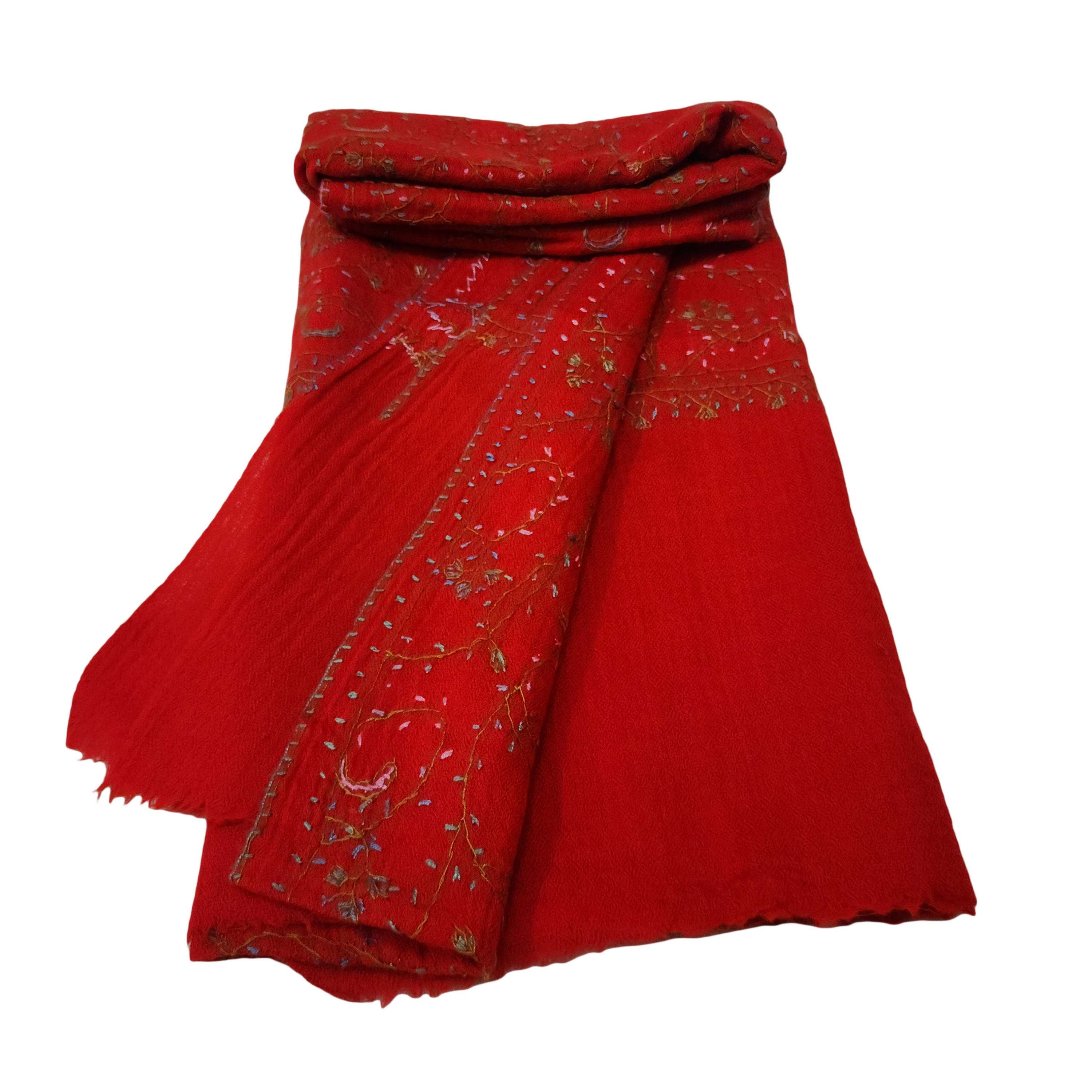 Ring Shawl, A Thin, Soft, And Light Shawl For All-weather Use, Two-ply Wool, With Detailed Embroidery
