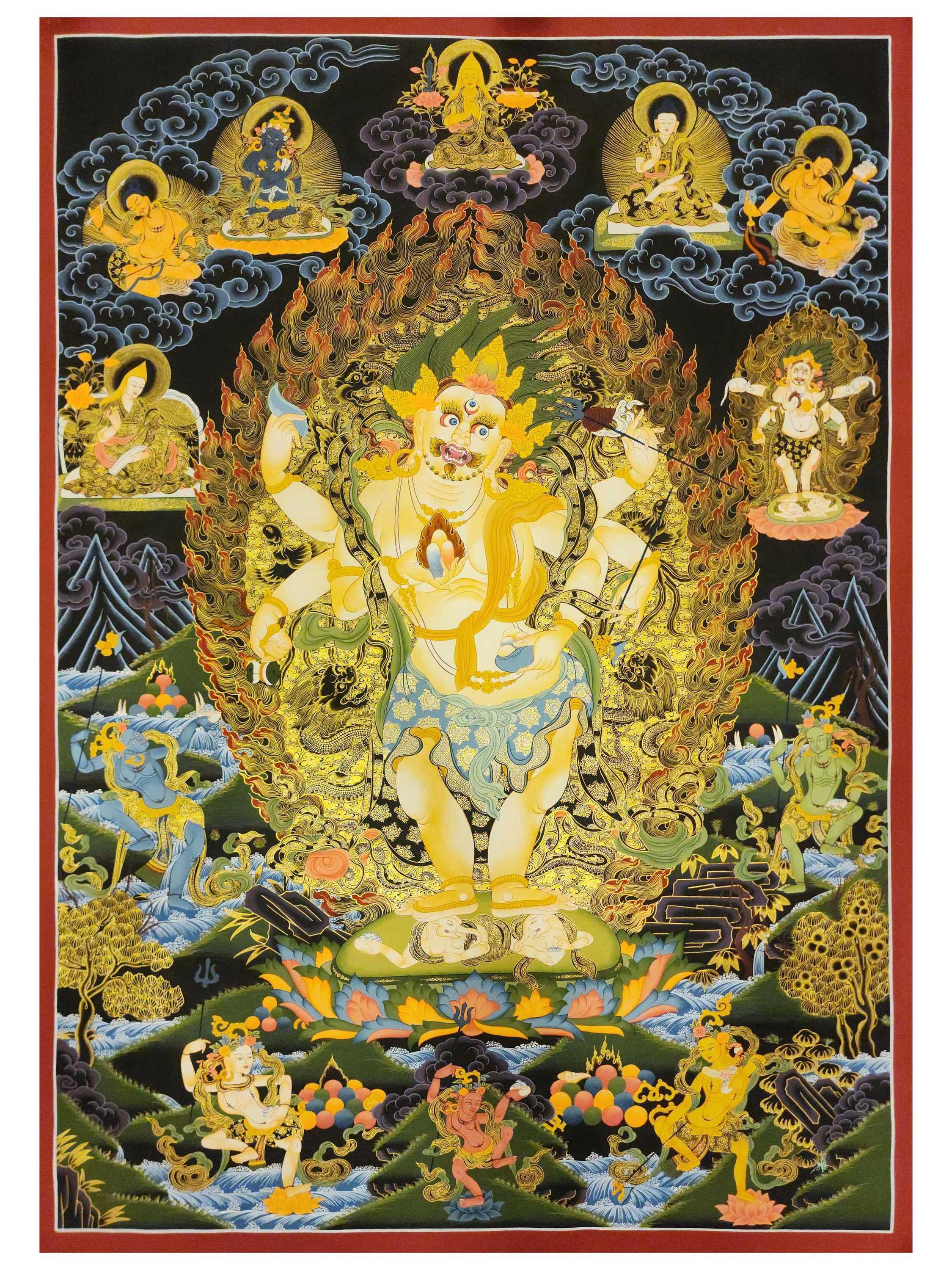 White Mahakala Thangka, Buddhist Traditional Painting, <span Style=