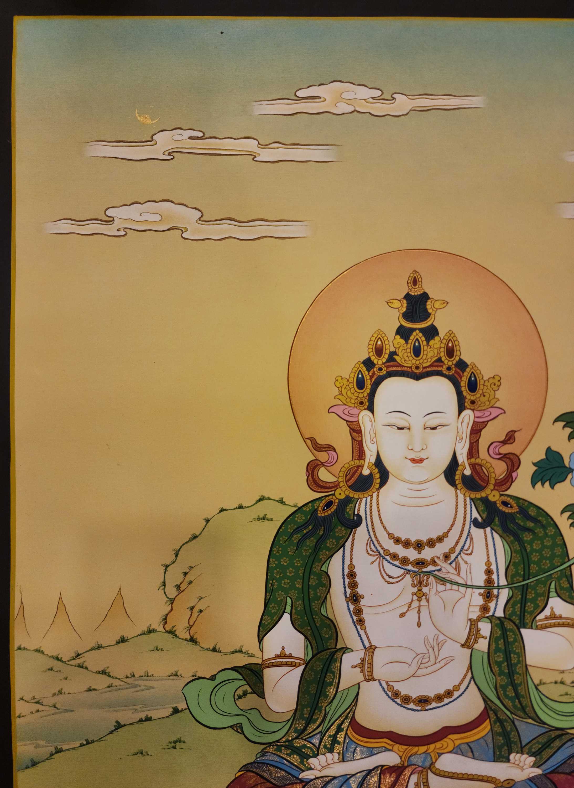 Bodhisattva Thangka, Buddhist Traditional Painting, real Gold Karma Gadri Art