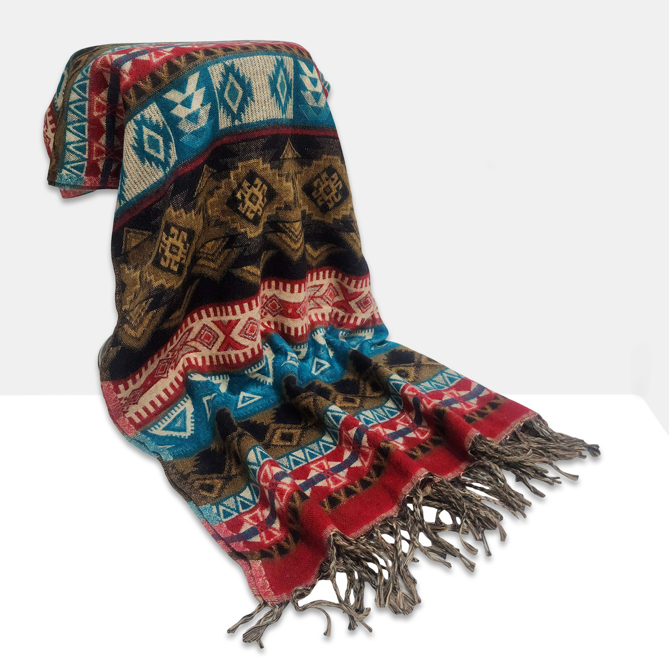 Dhaka Shawl, Multicolor Durable Acrylic Shawl <span Style=