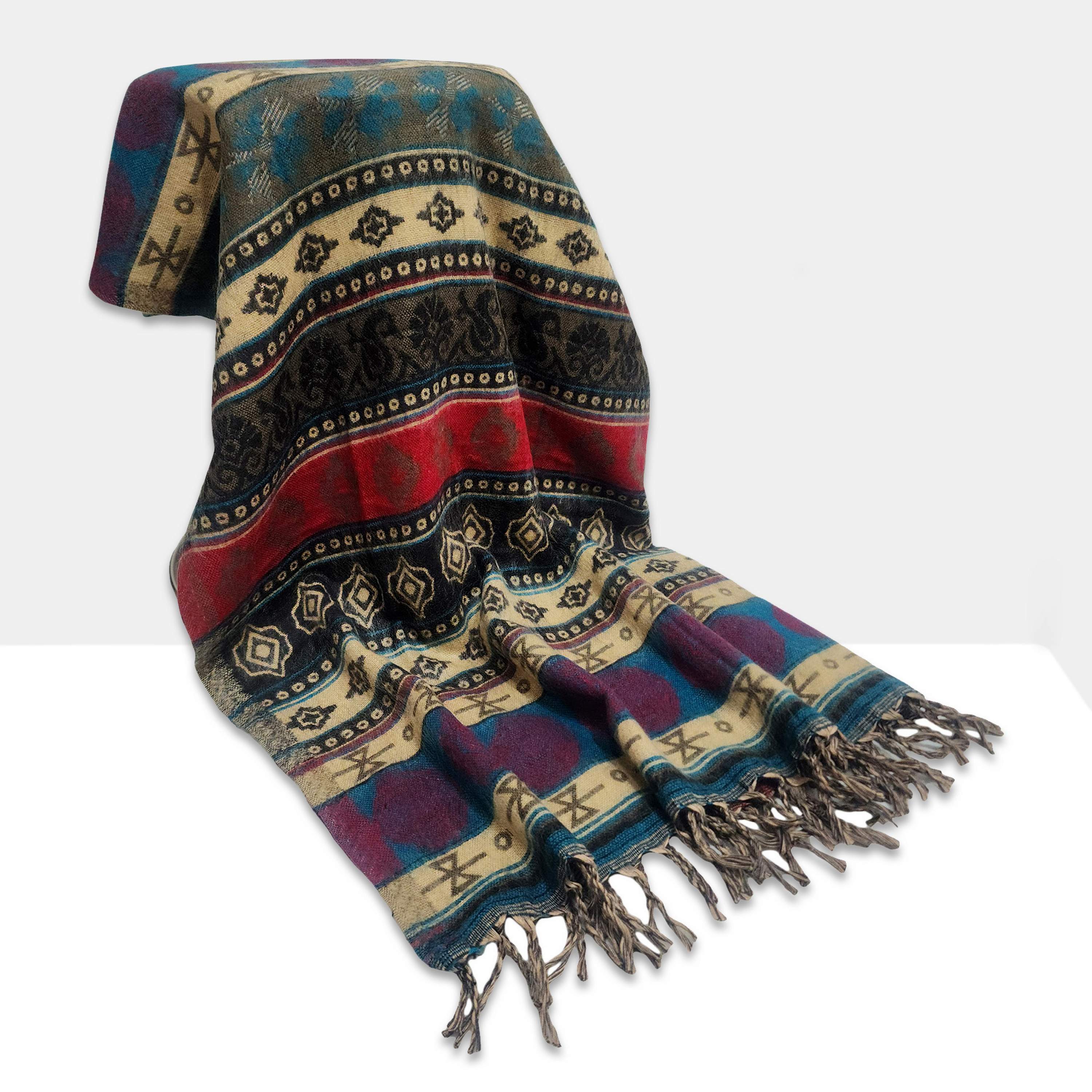 Dhaka Shawl, Multicolor Durable Acrylic Shawl <span Style=