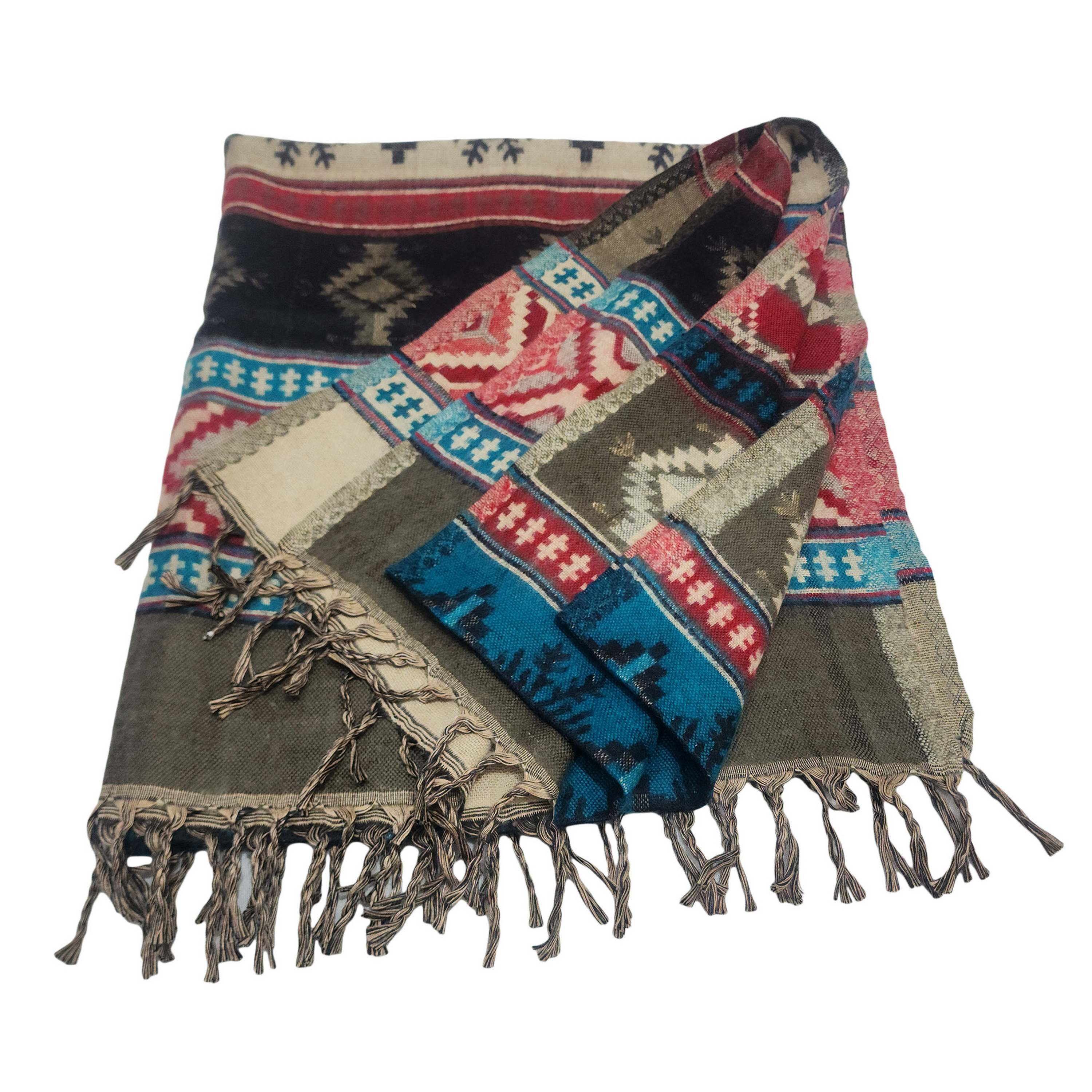 Dhaka Shawl, Multicolor Durable Acrylic Shawl With Various Patterns