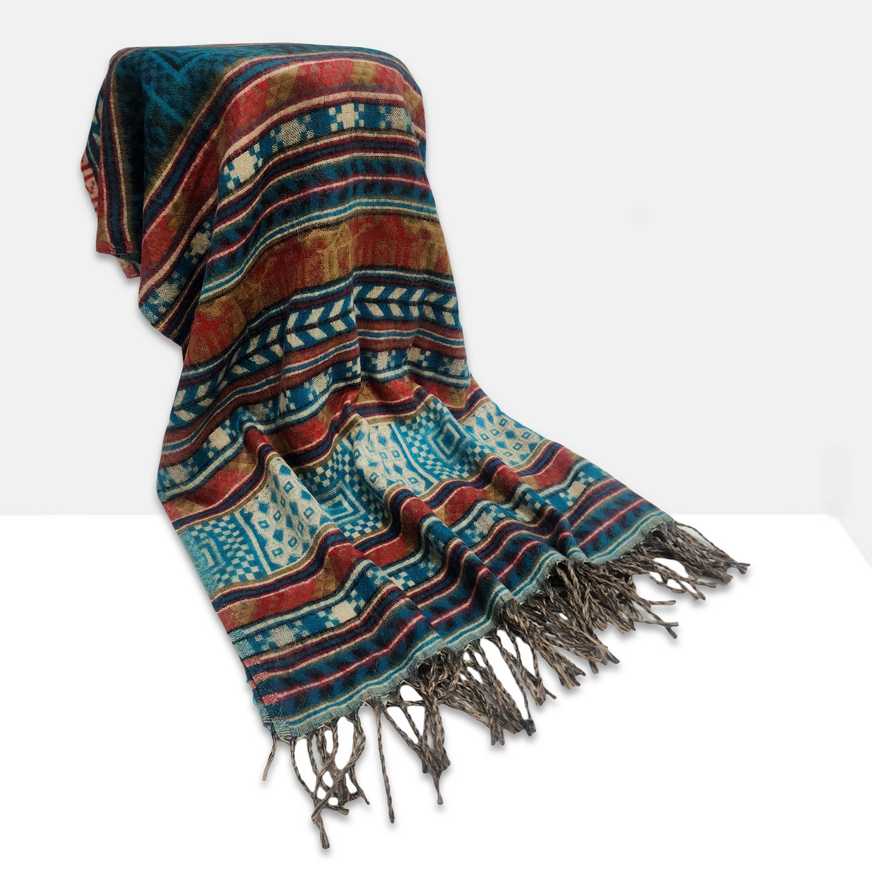 Dhaka Shawl, Multicolor Durable Acrylic Shawl <span Style=