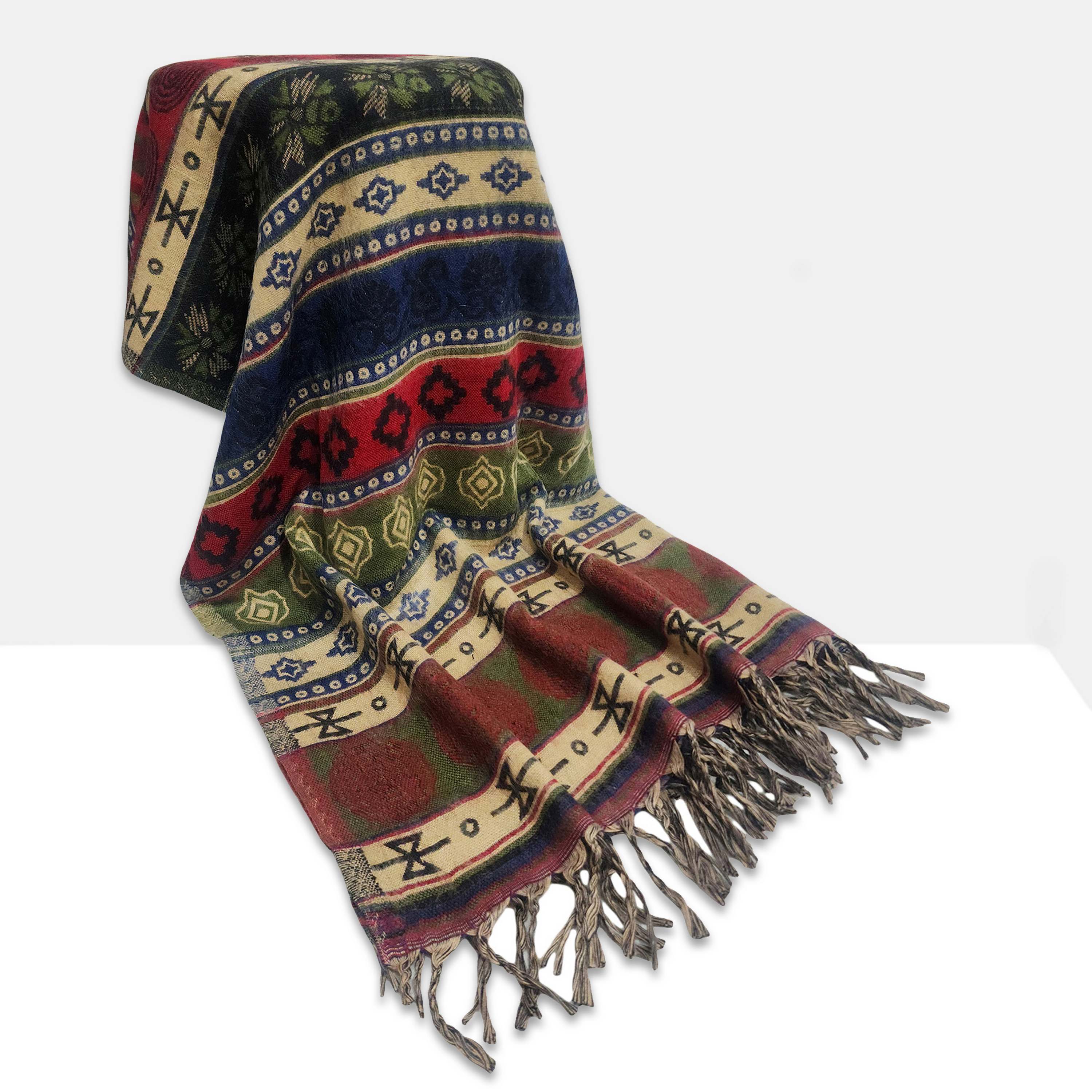 Dhaka Shawl, Multicolor Durable Acrylic Shawl <span Style=