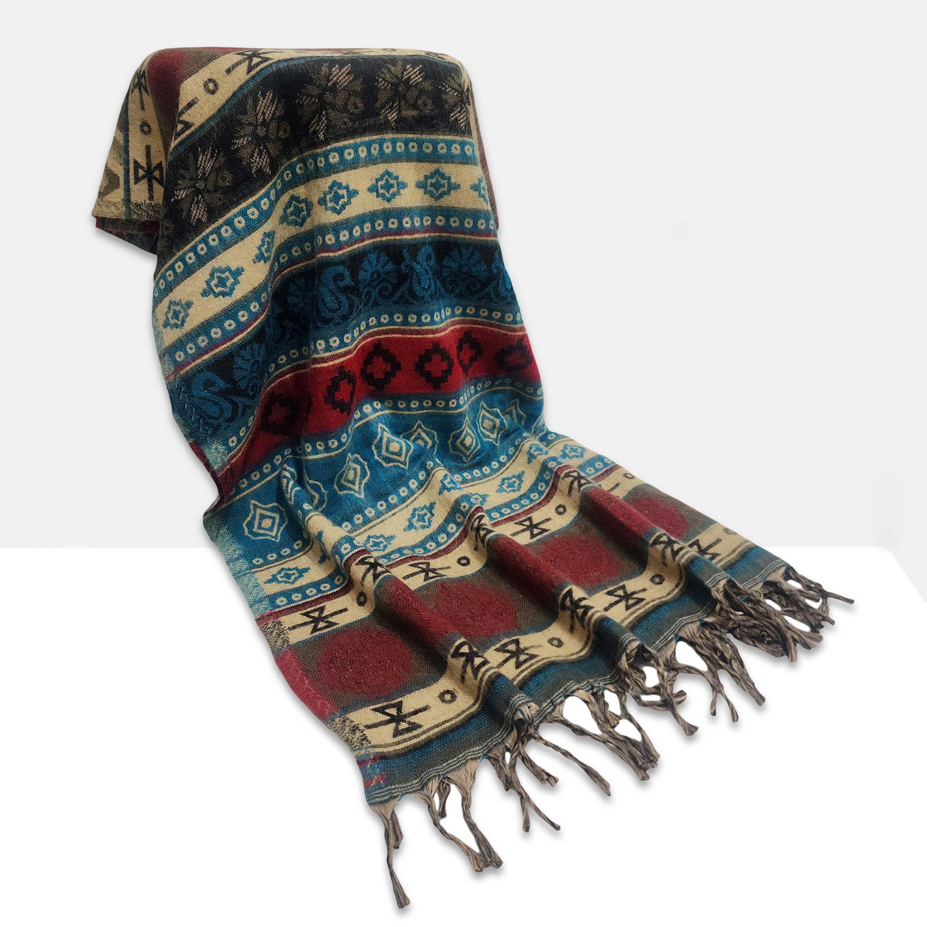 Dhaka Shawl, Multicolor Durable Acrylic Shawl <span Style=