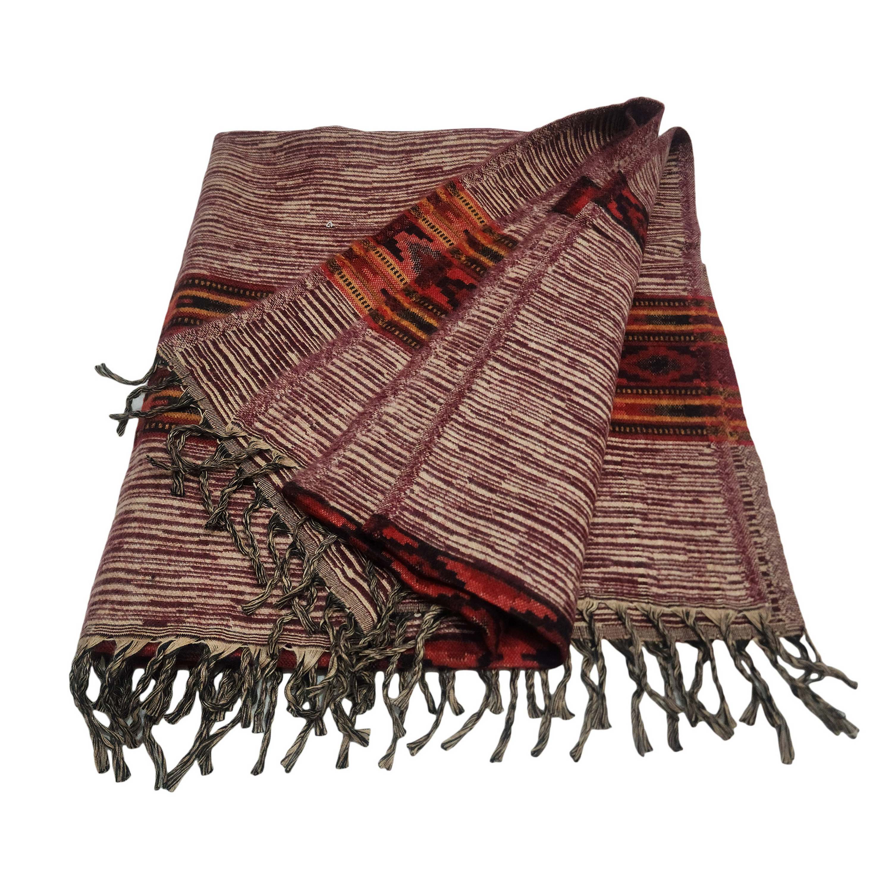 Dhaka Shawl, Multicolor Durable Acrylic Shawl With Stripe Patterns