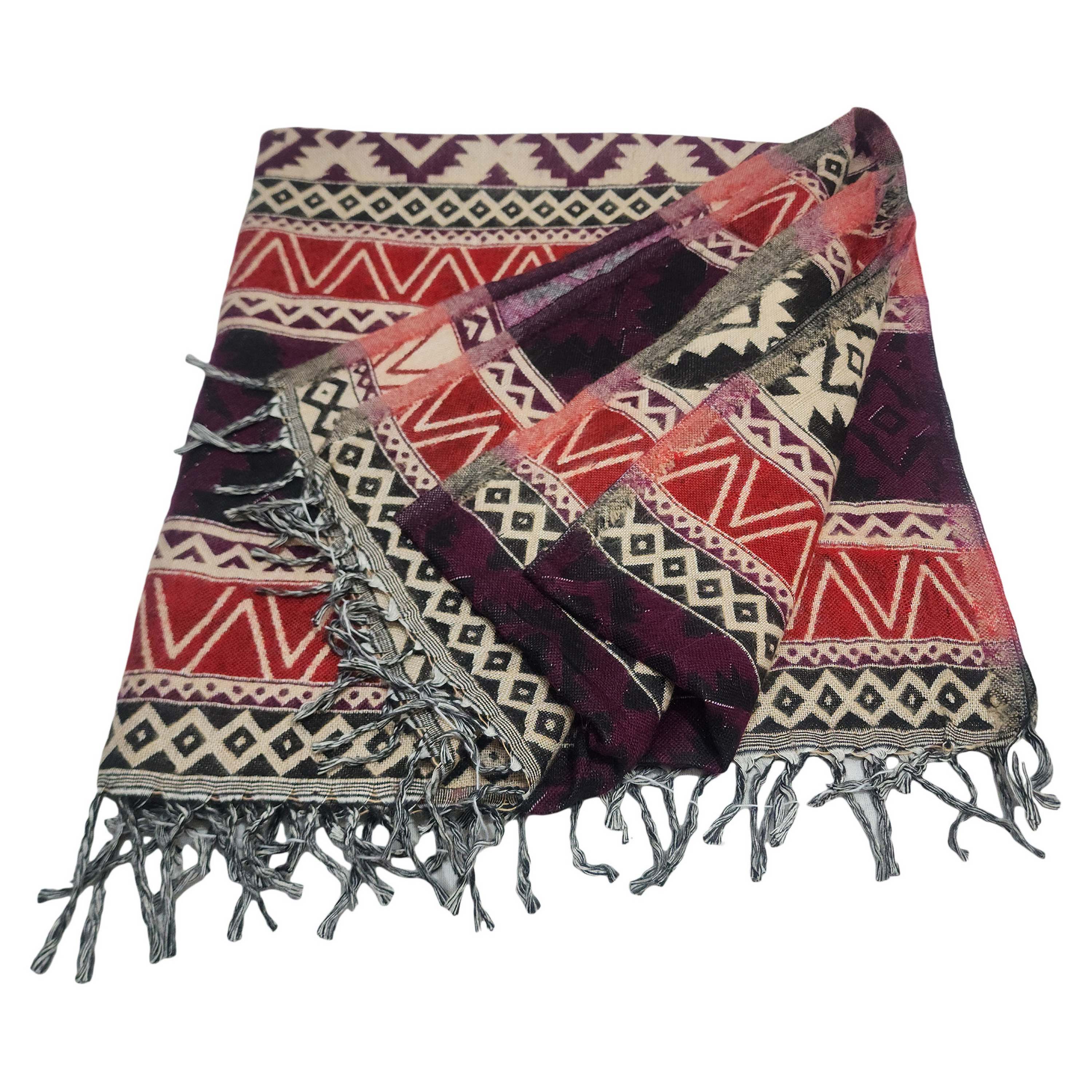 Dhaka Shawl, Multicolor Durable Acrylic Shawl With Geomatric Patterns