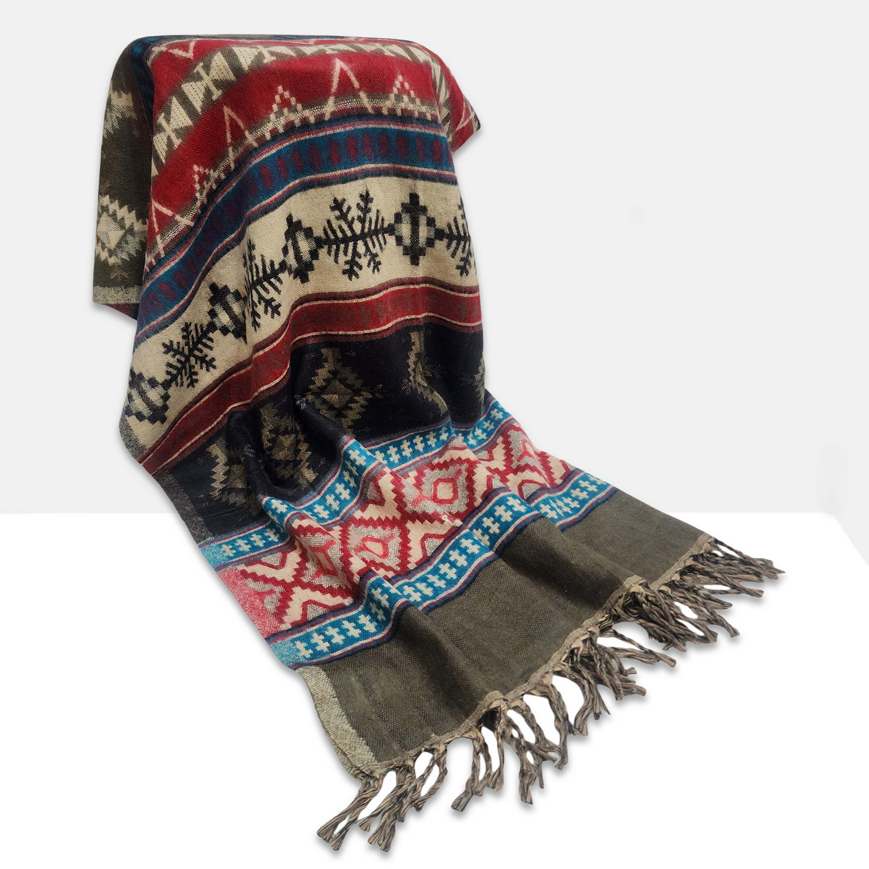 Dhaka Shawl, Multicolor Durable Acrylic Shawl <span Style=