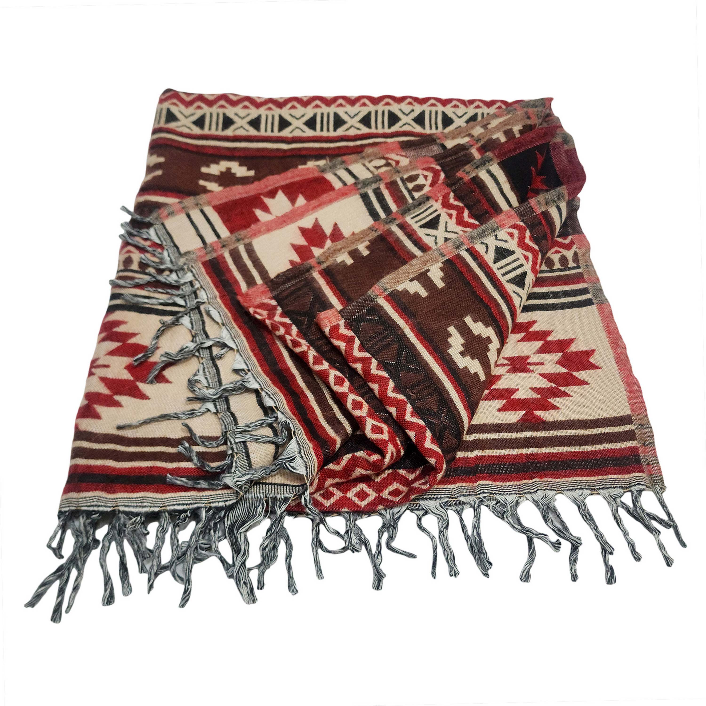 Dhaka Shawl, A Multicolor Durable Acrylic Shawl With Geometric Patterns, Forest Theme