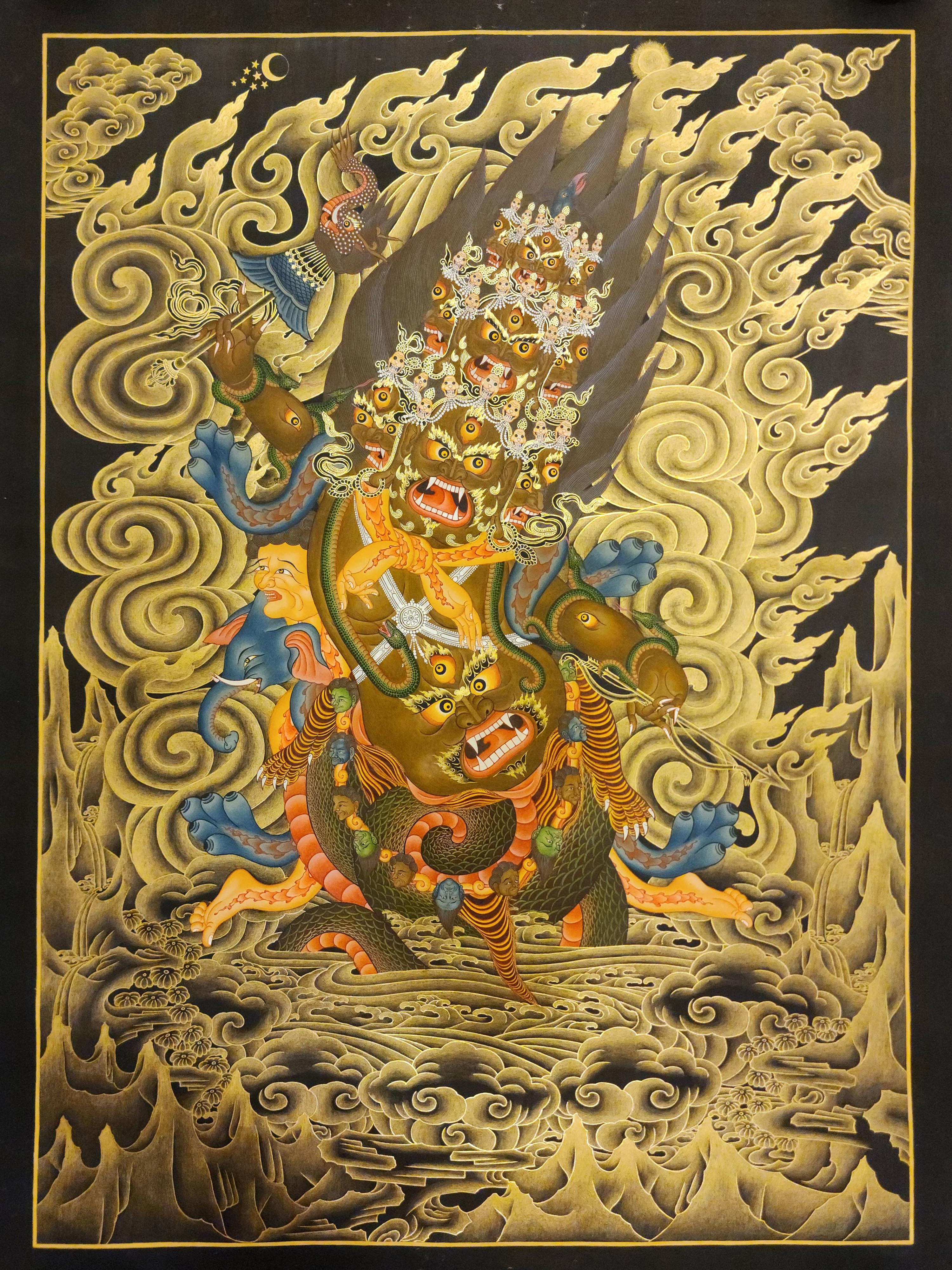 Rahula, Buddhist Handmade Thangka Painting, Tibetan Style, <span Style=