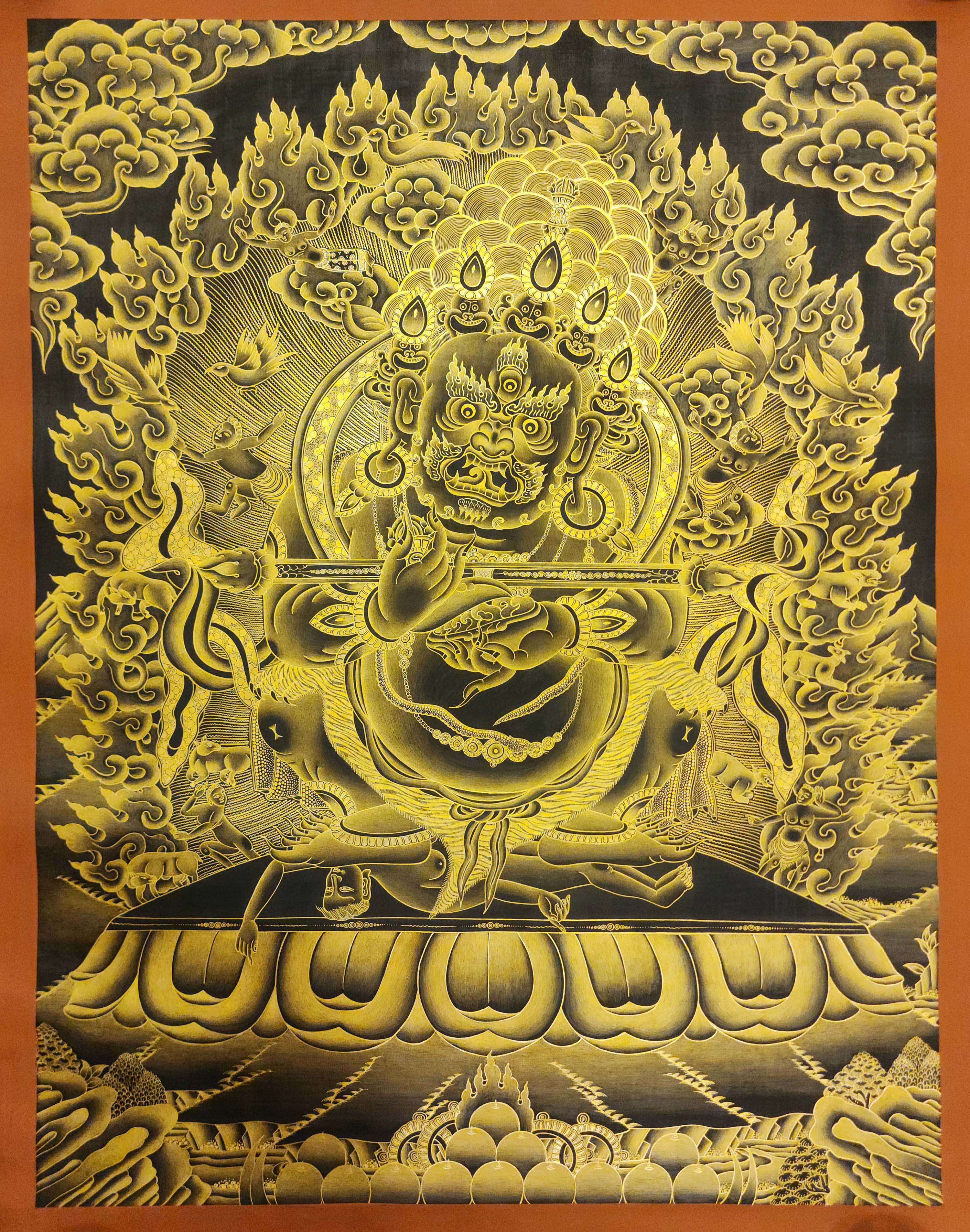 Mahakala Panjaranatha, Buddhist Handmade Thangka Painting, Tibetan Style, <span Style=