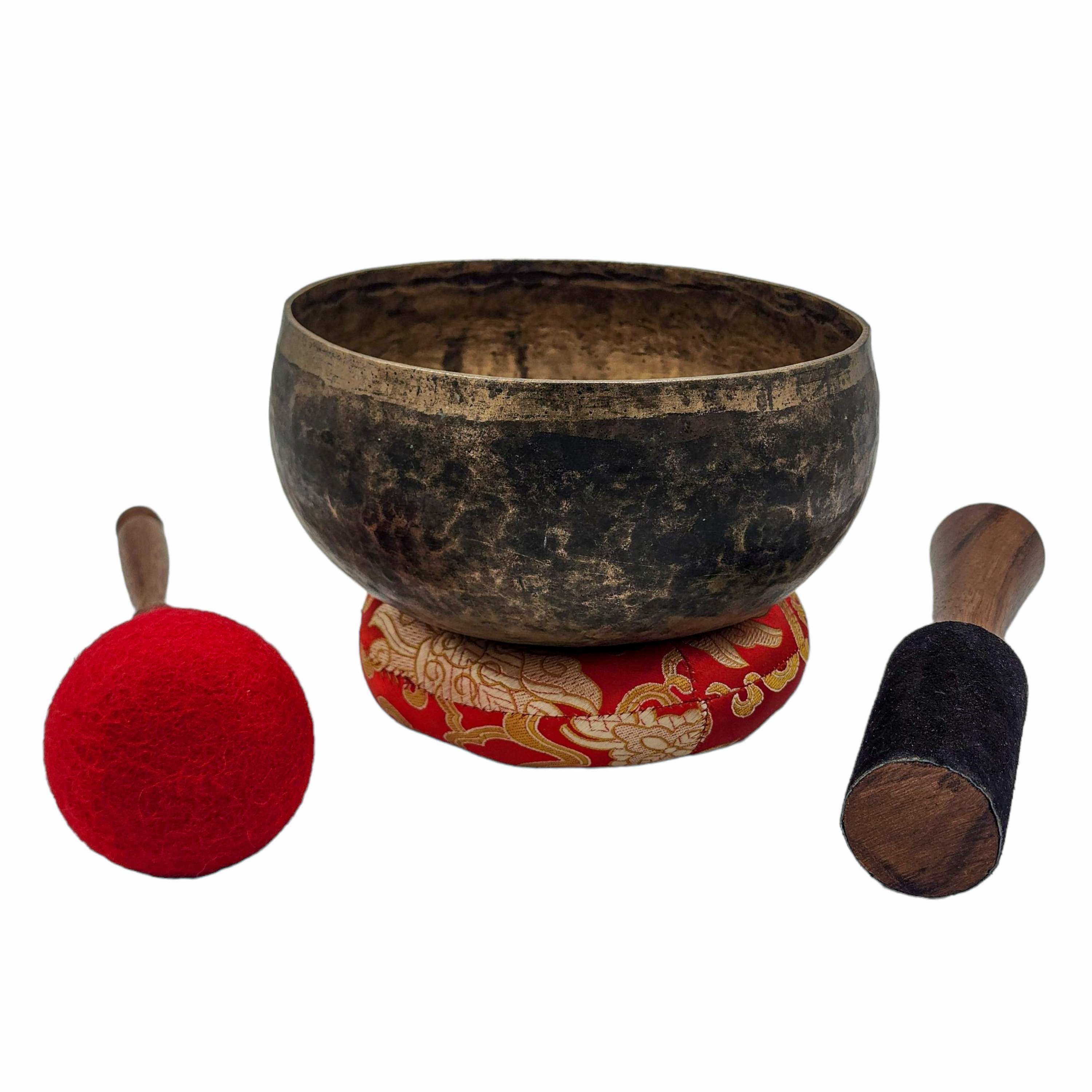 Kopre Singing Bowl, Buddhist Hand Beaten, Antique Finishing, select Accessories