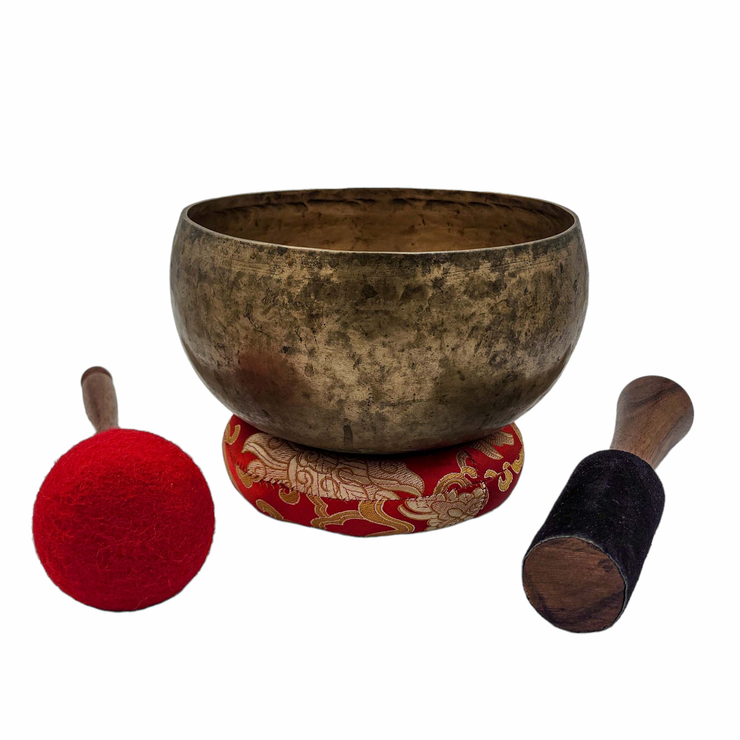 Kopre Singing Bowl, Buddhist Hand Beaten, Antique Finishing, select Accessories