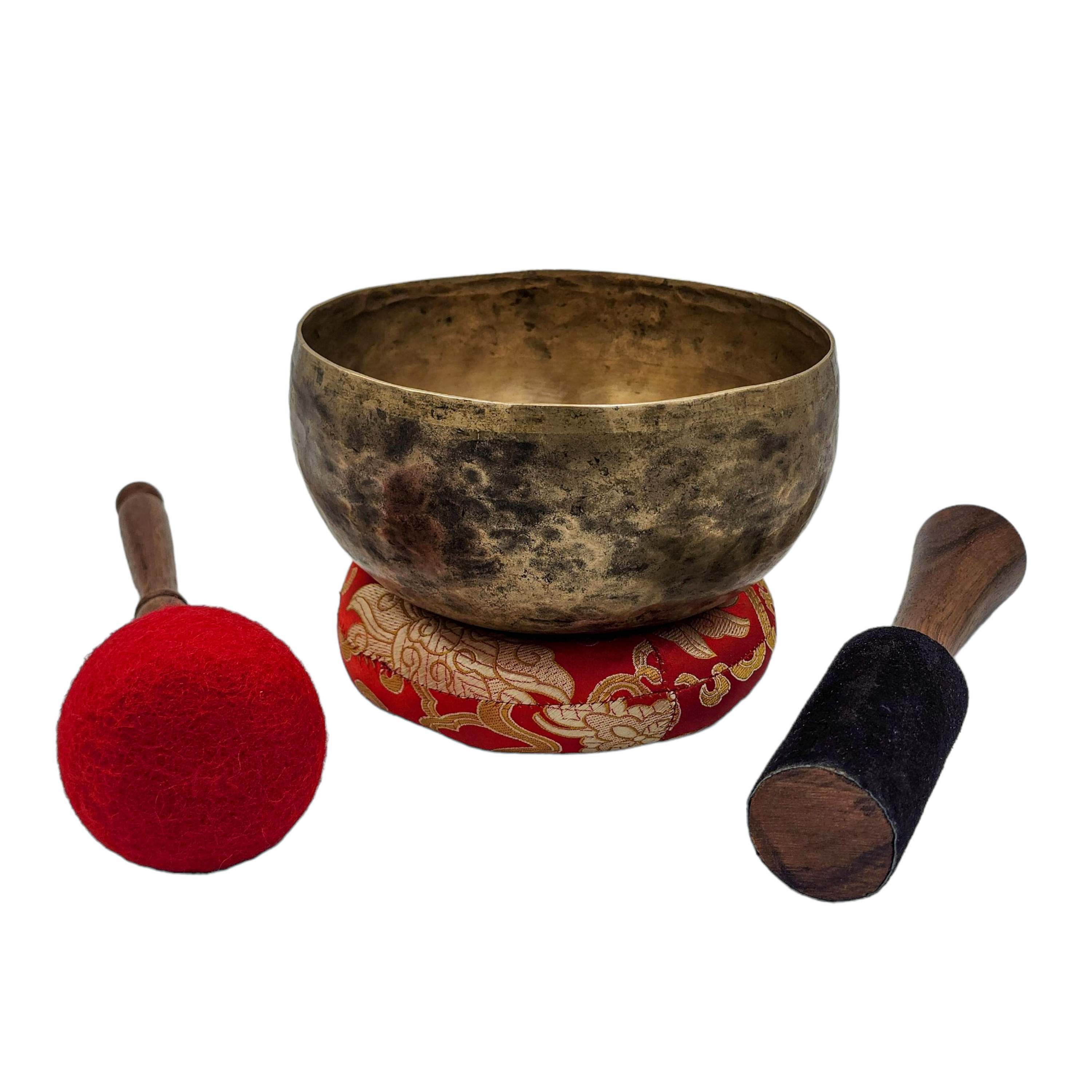 Kopre Singing Bowl, Buddhist Hand Beaten, Antique Finishing, select Accessories