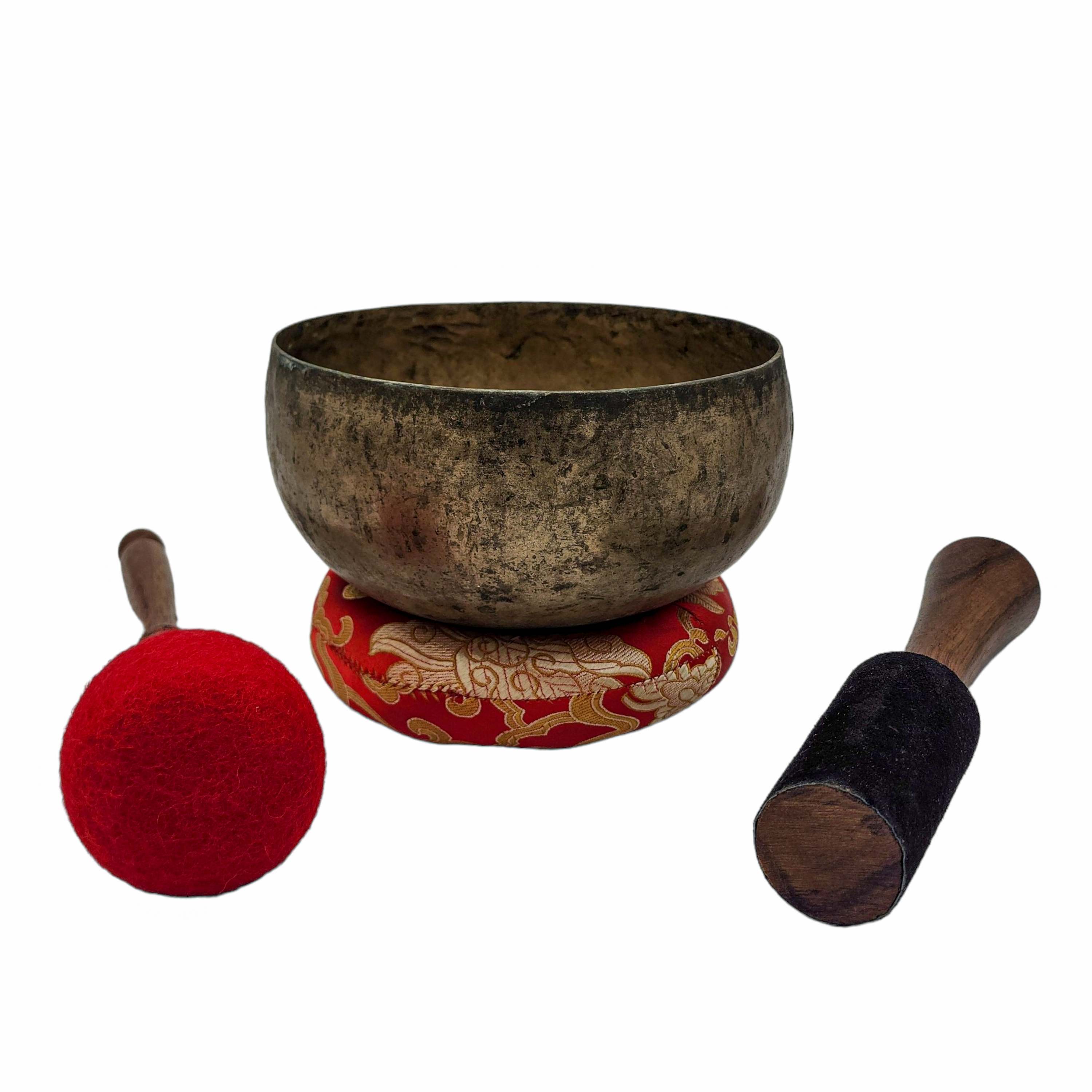 Kopre Singing Bowl, Buddhist Hand Beaten, Antique Finishing, select Accessories