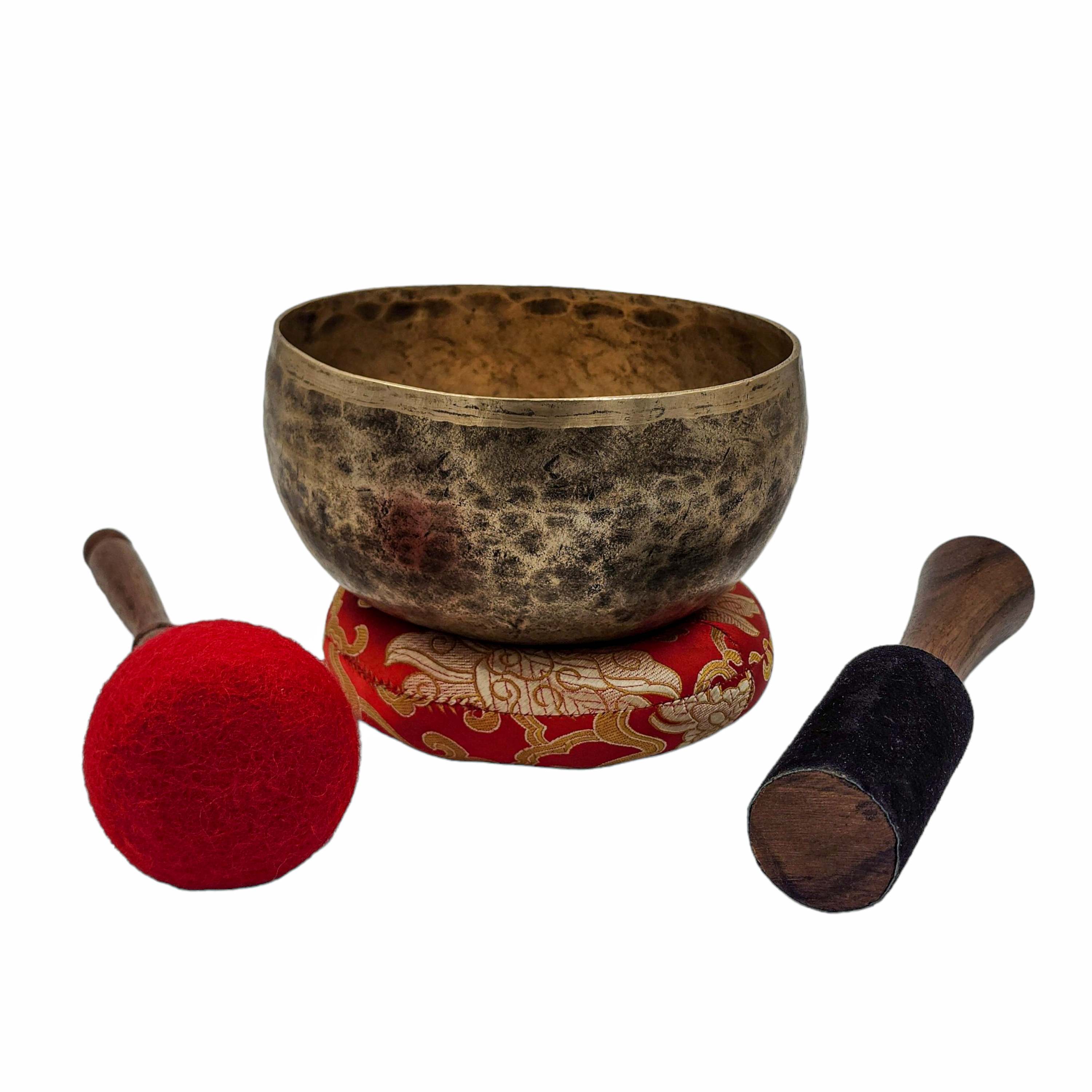 Kopre Singing Bowl, Buddhist Hand Beaten, Antique Finishing, select Accessories