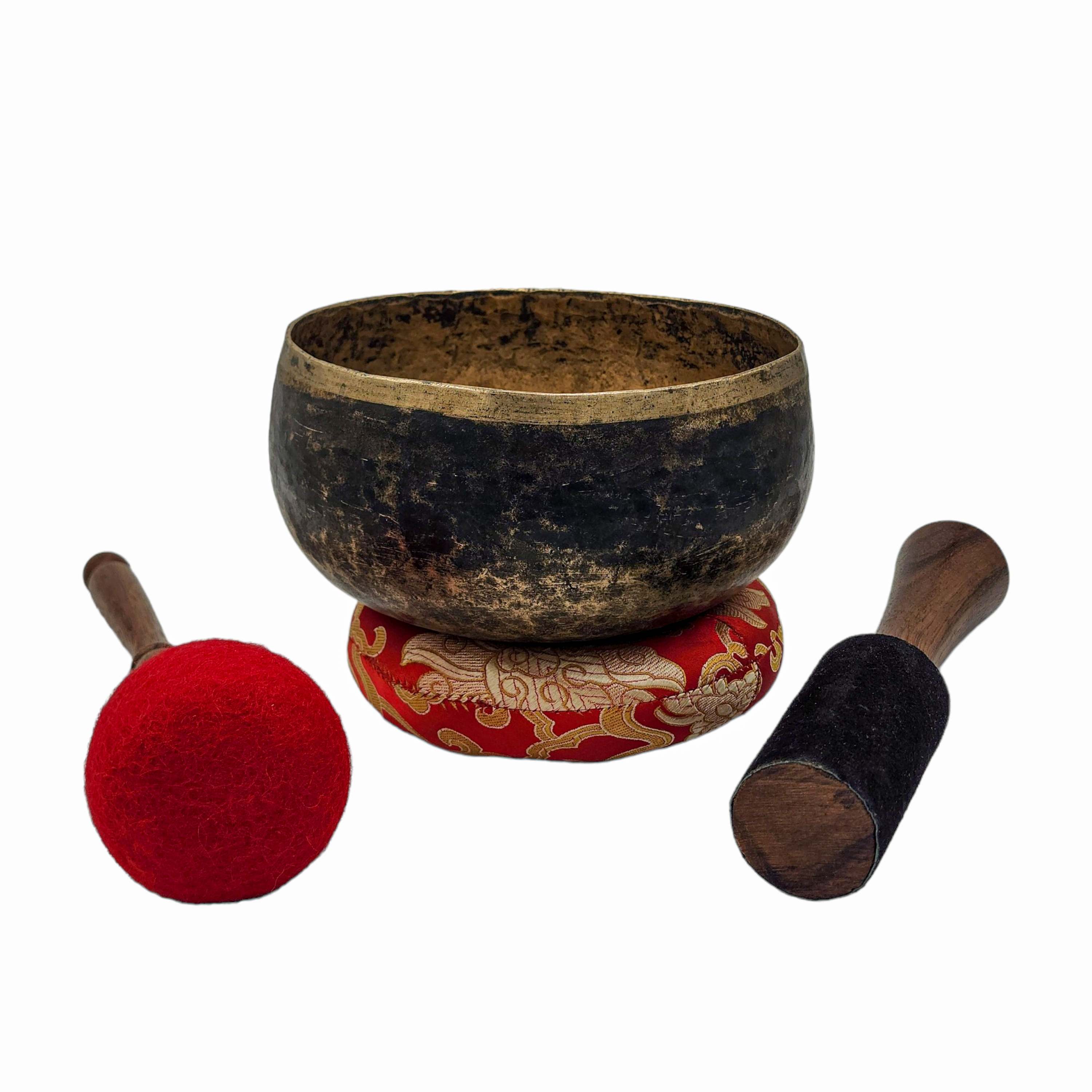 Kopre Singing Bowl, Buddhist Hand Beaten, Antique Finishing, select Accessories