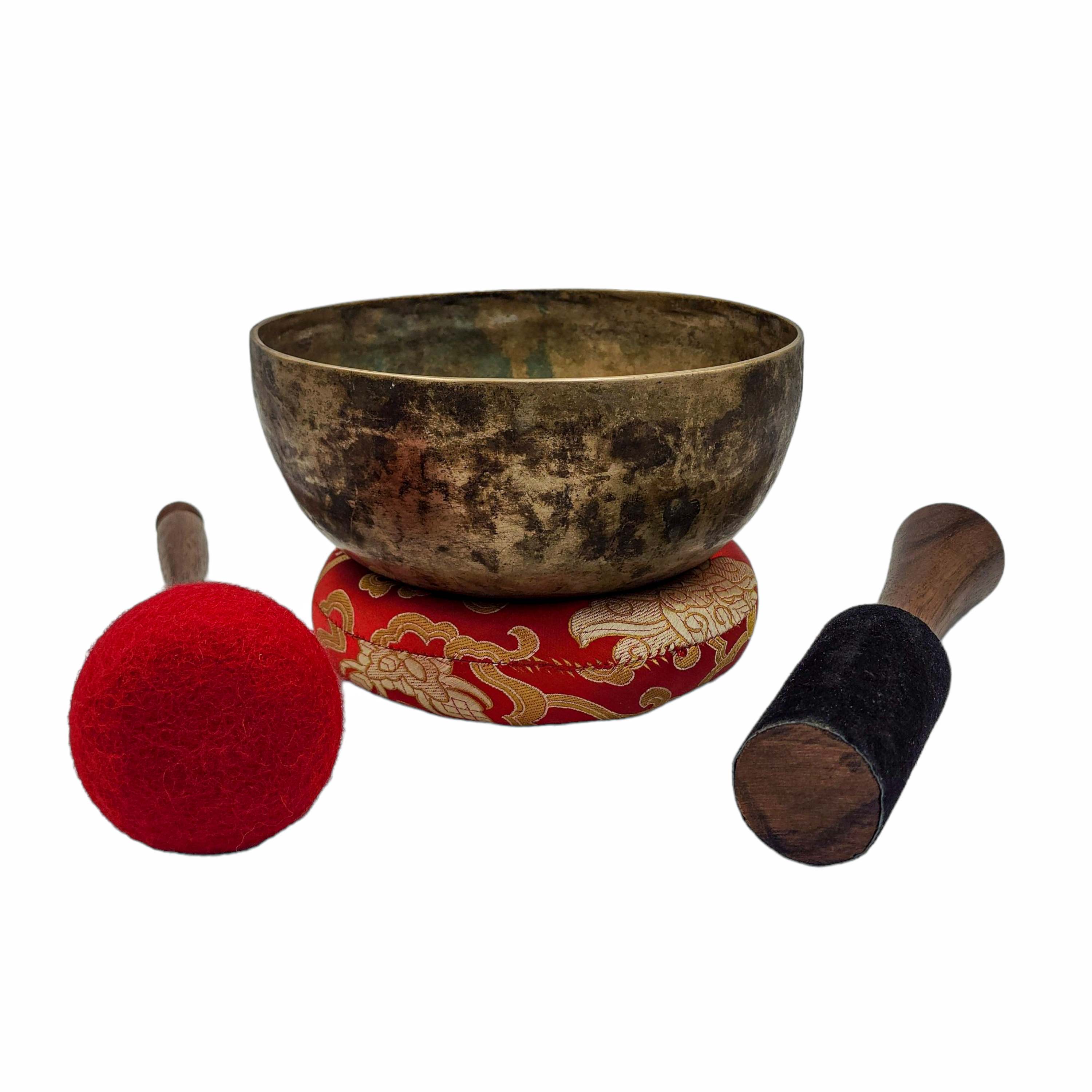 Kopre Singing Bowl, Buddhist Hand Beaten, Antique Finishing, select Accessories